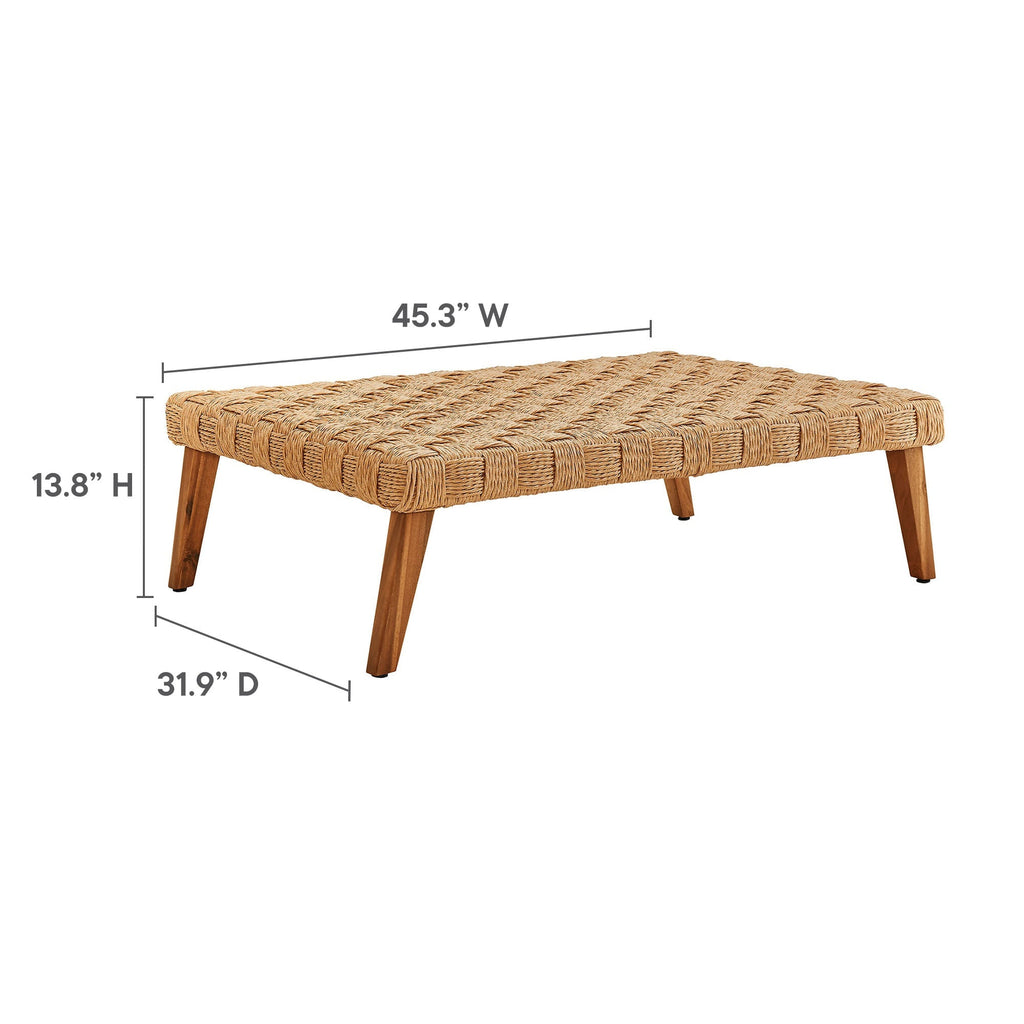 Thames Outdoor Patio Wicker Outdoor Patio Rattan Coffee Table in Natural