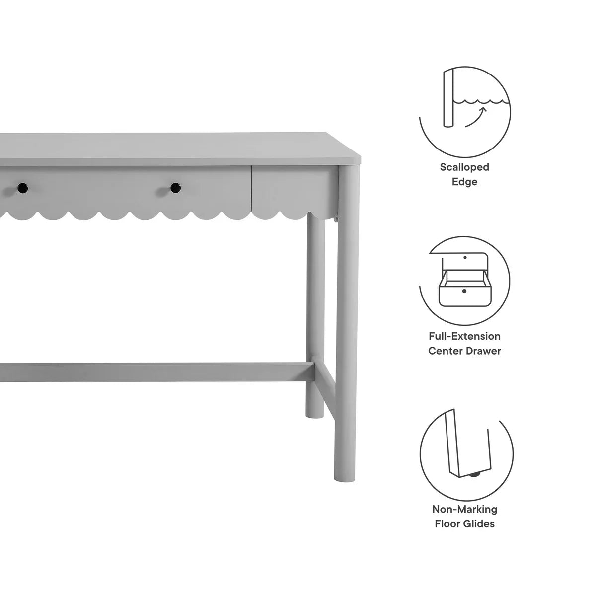Emmeline 1-Drawer Scallop Writing Desk