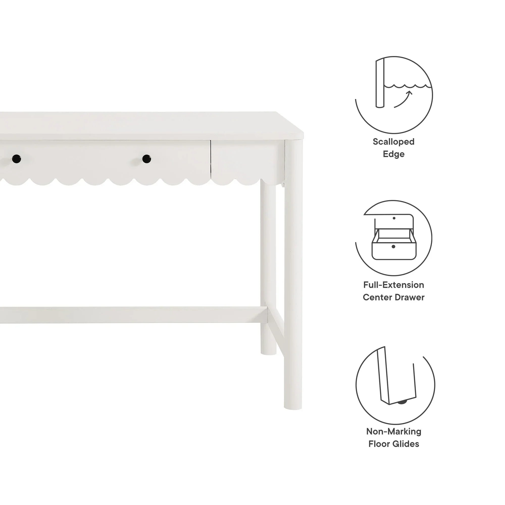 Emmeline 1-Drawer Scallop Writing Desk