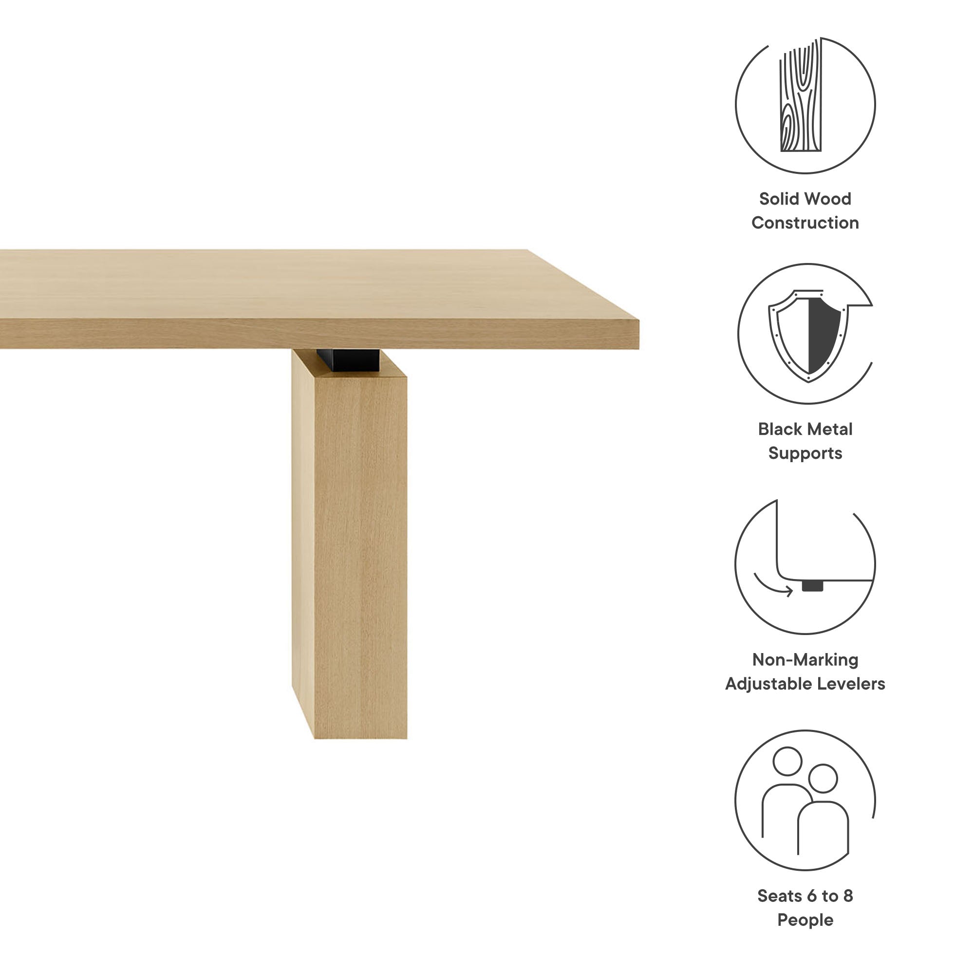 Piston 82" Rectangular Wood Dining Table in Natural