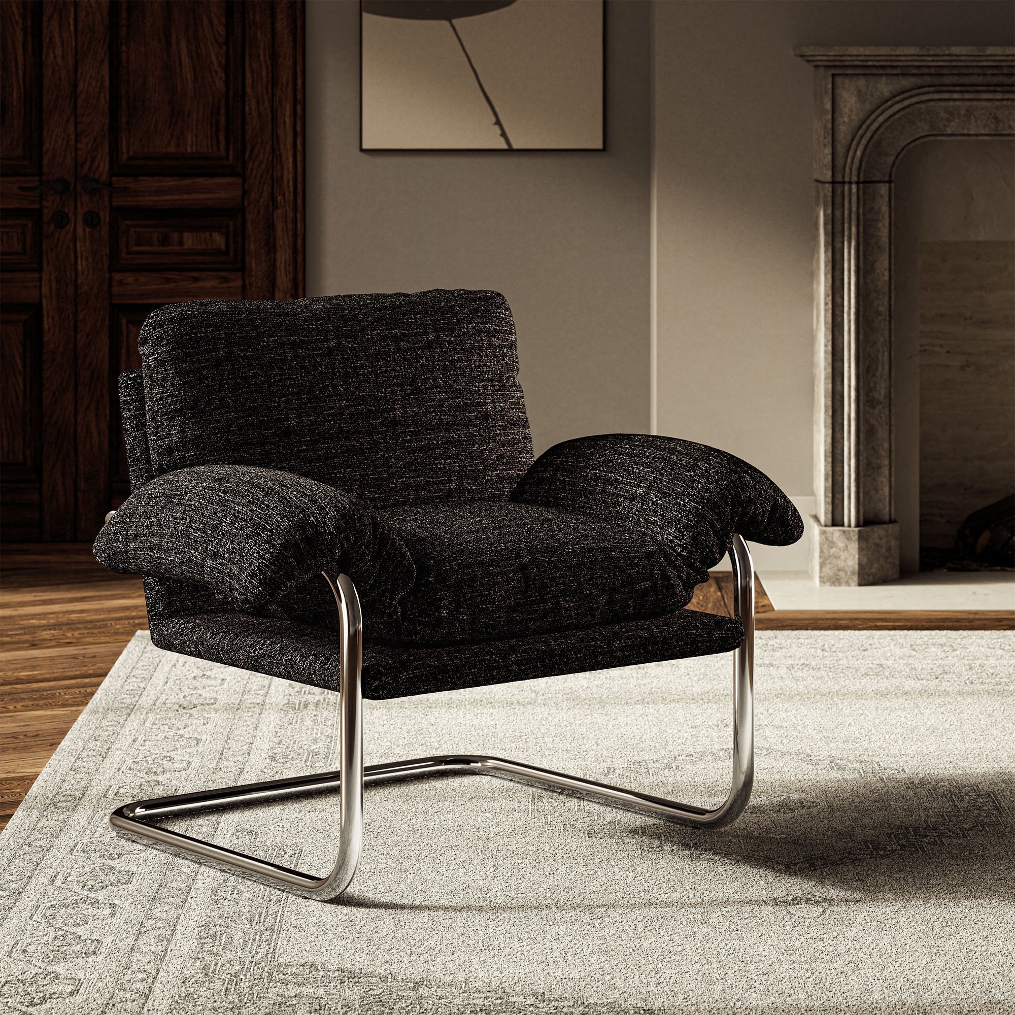 Ansel Boucle Fabric Accent Chair