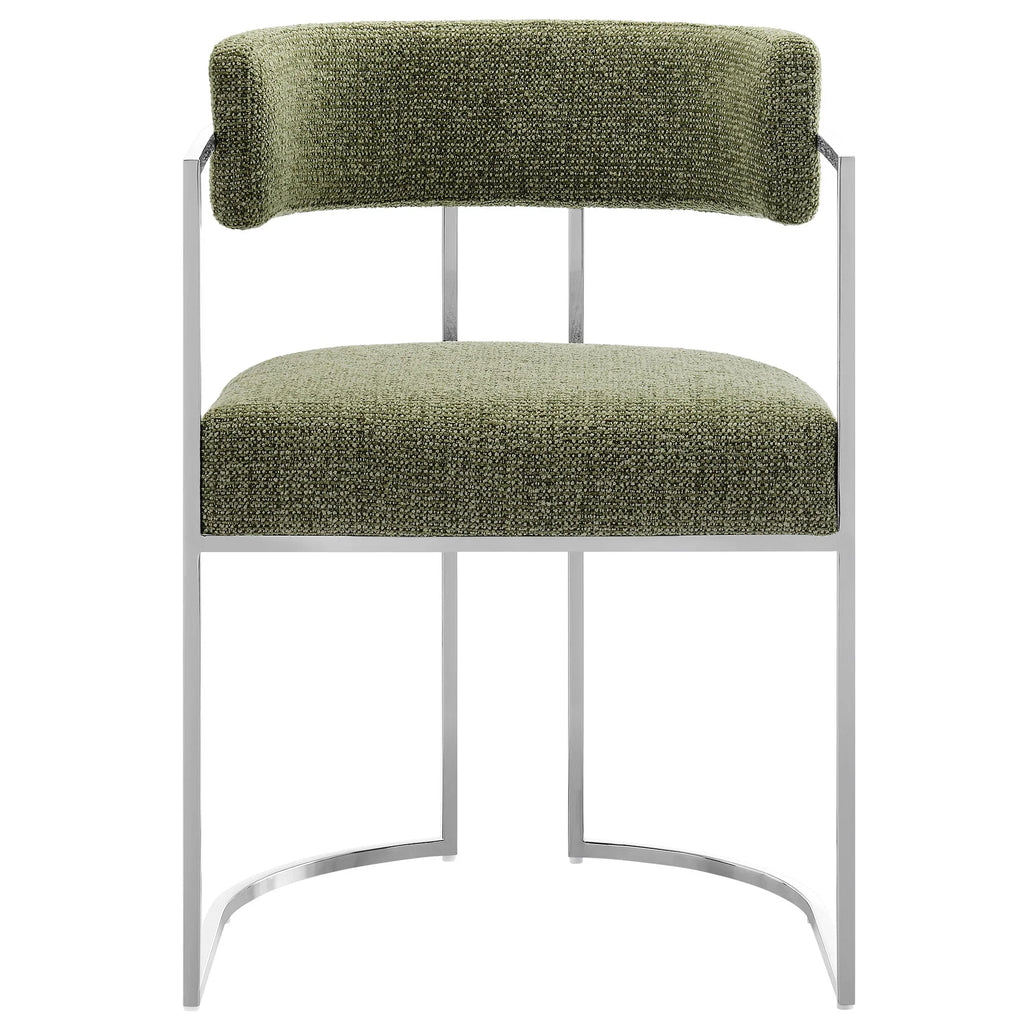 Huron Curved Back Fabric and Metal Dining Accent Chair