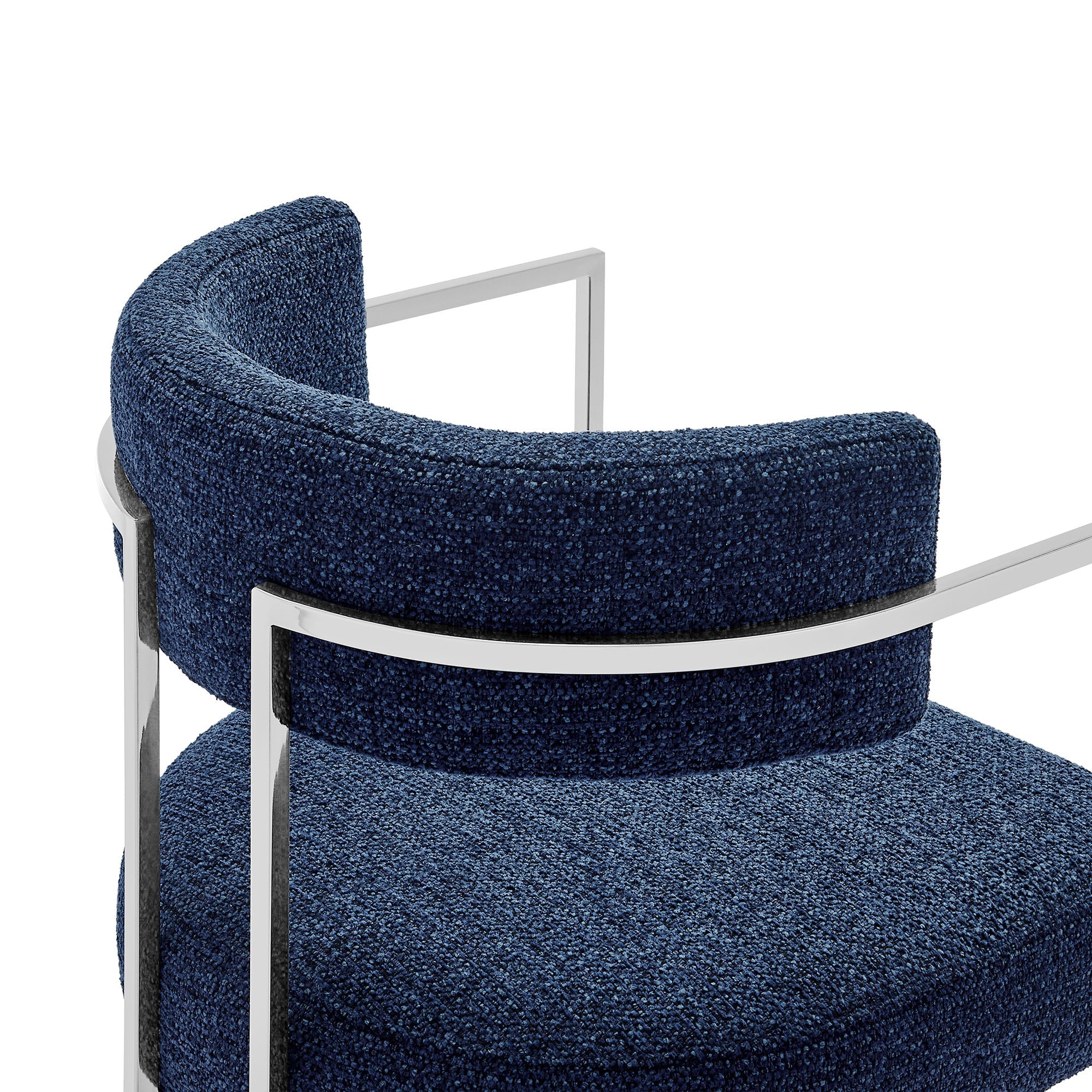 Huron Curved Back Fabric and Metal Dining Accent Chair