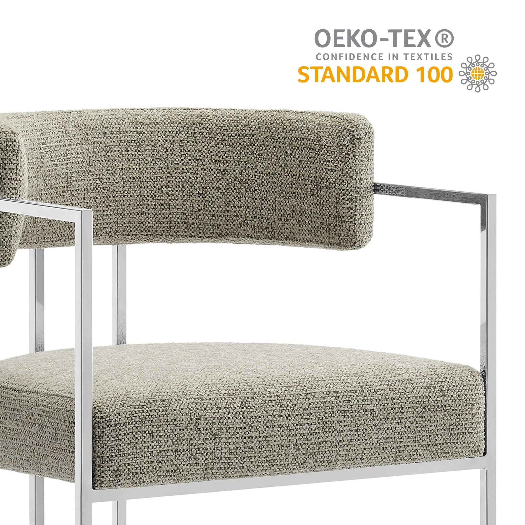 Huron Curved Back Fabric and Metal Dining Accent Chair