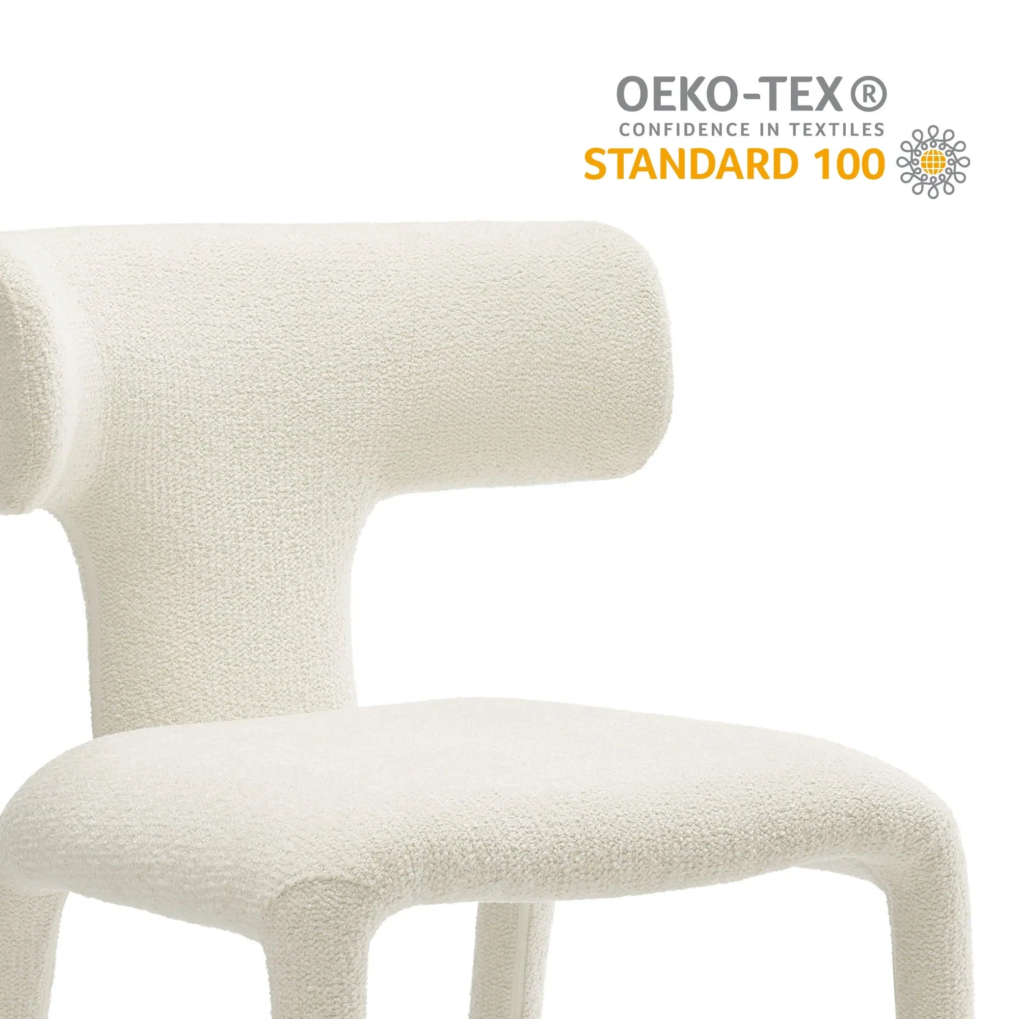 Stellan Curved Back Boucle Upholstered Dining Chair Set of Two