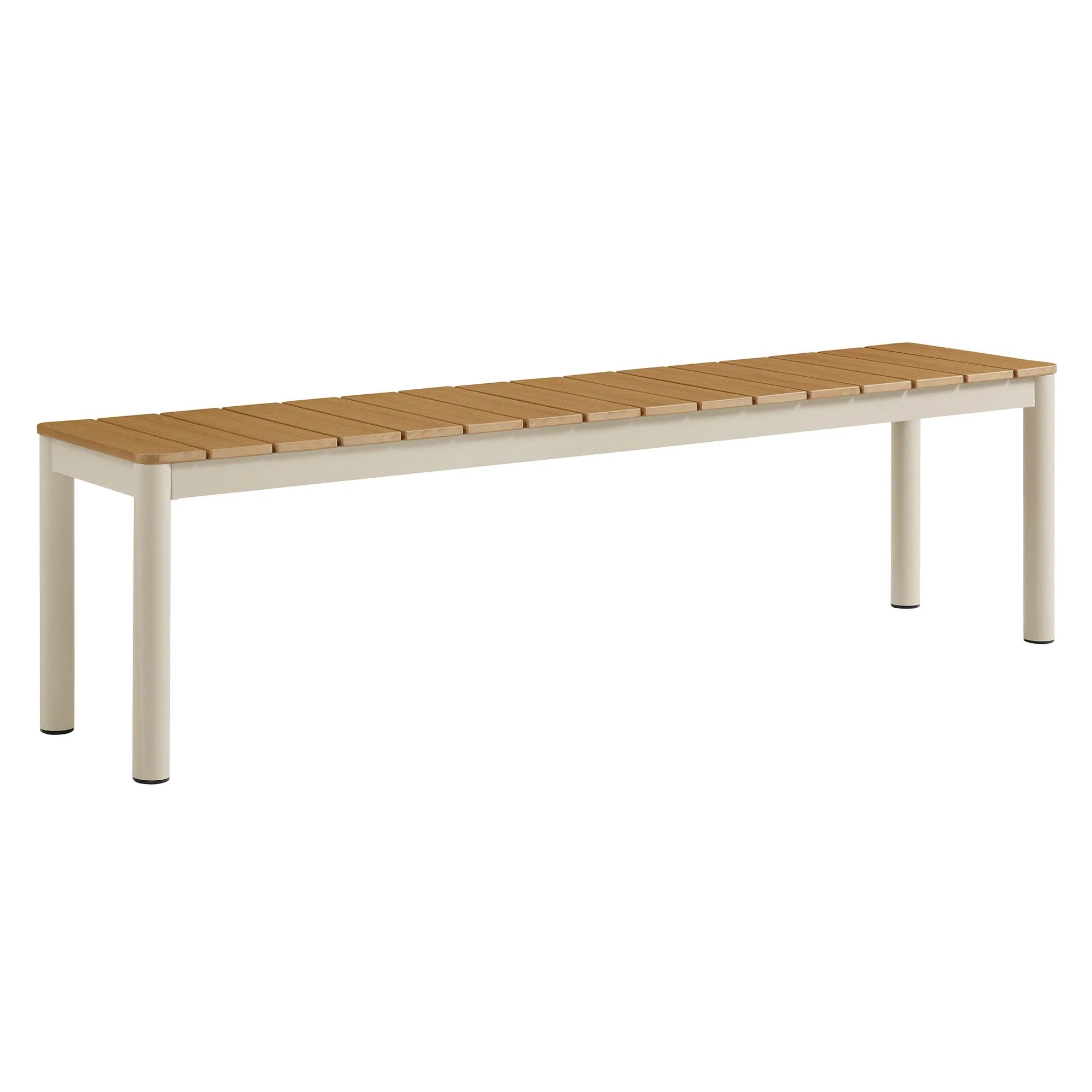 Finn Outdoor Patio Aluminum Bench with Faux Wood Top Set of 2 in Natural