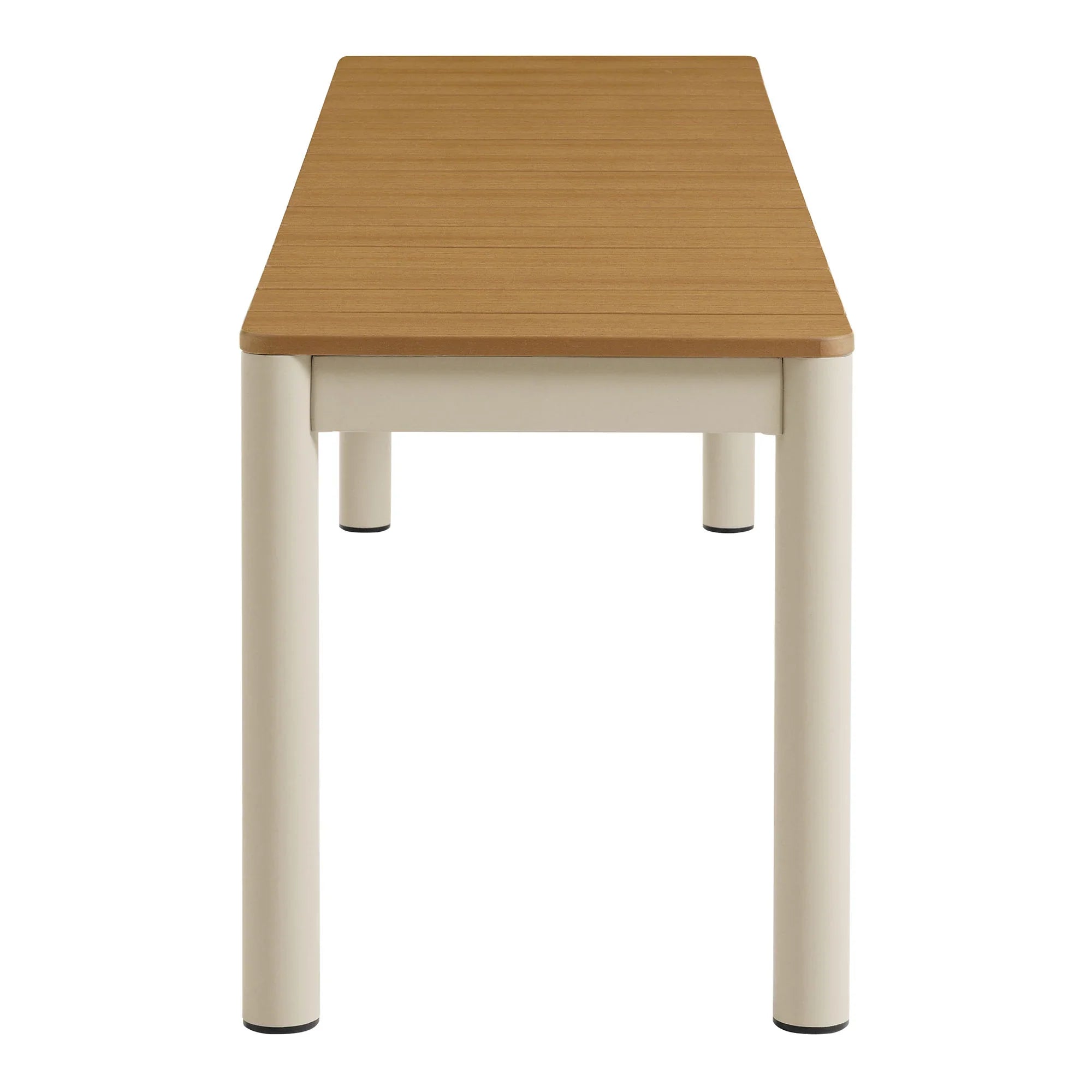 Finn Outdoor Patio Aluminum Bench with Faux Wood Top Set of 2 in Natural