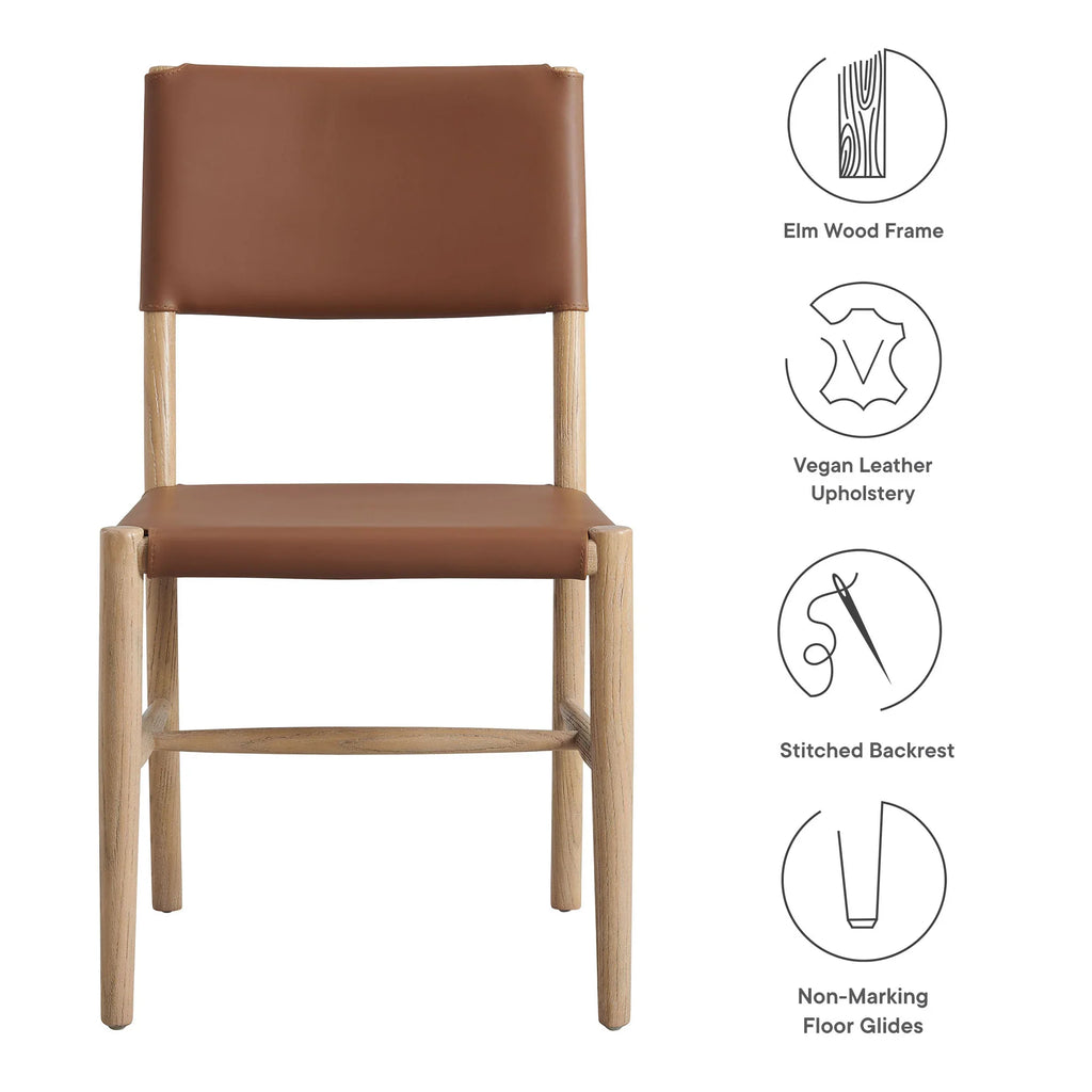 Dover Wood Vegan Leather Dining Side Chairs Set of 2