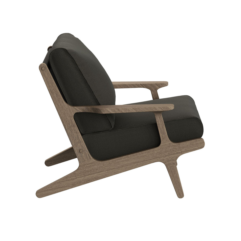 Saratoga Outdoor Patio Teak Wood Chair and Ottoman Set in Weathered