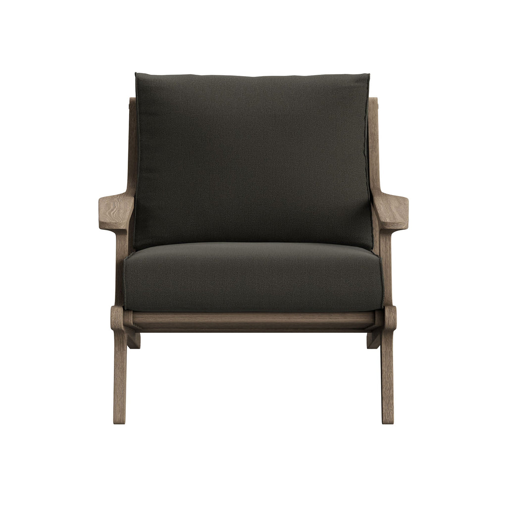 Saratoga Outdoor Patio Teak Wood Chair and Ottoman Set in Weathered