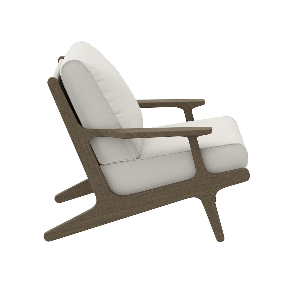 Saratoga Outdoor Patio Teak Wood Chair and Ottoman Set in Weathered