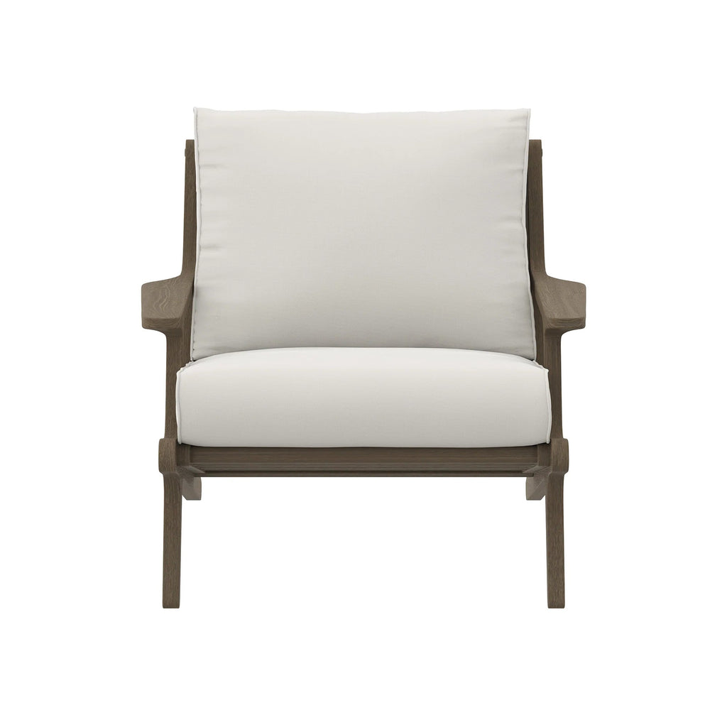Saratoga Outdoor Patio Teak Wood Chair and Ottoman Set in Weathered