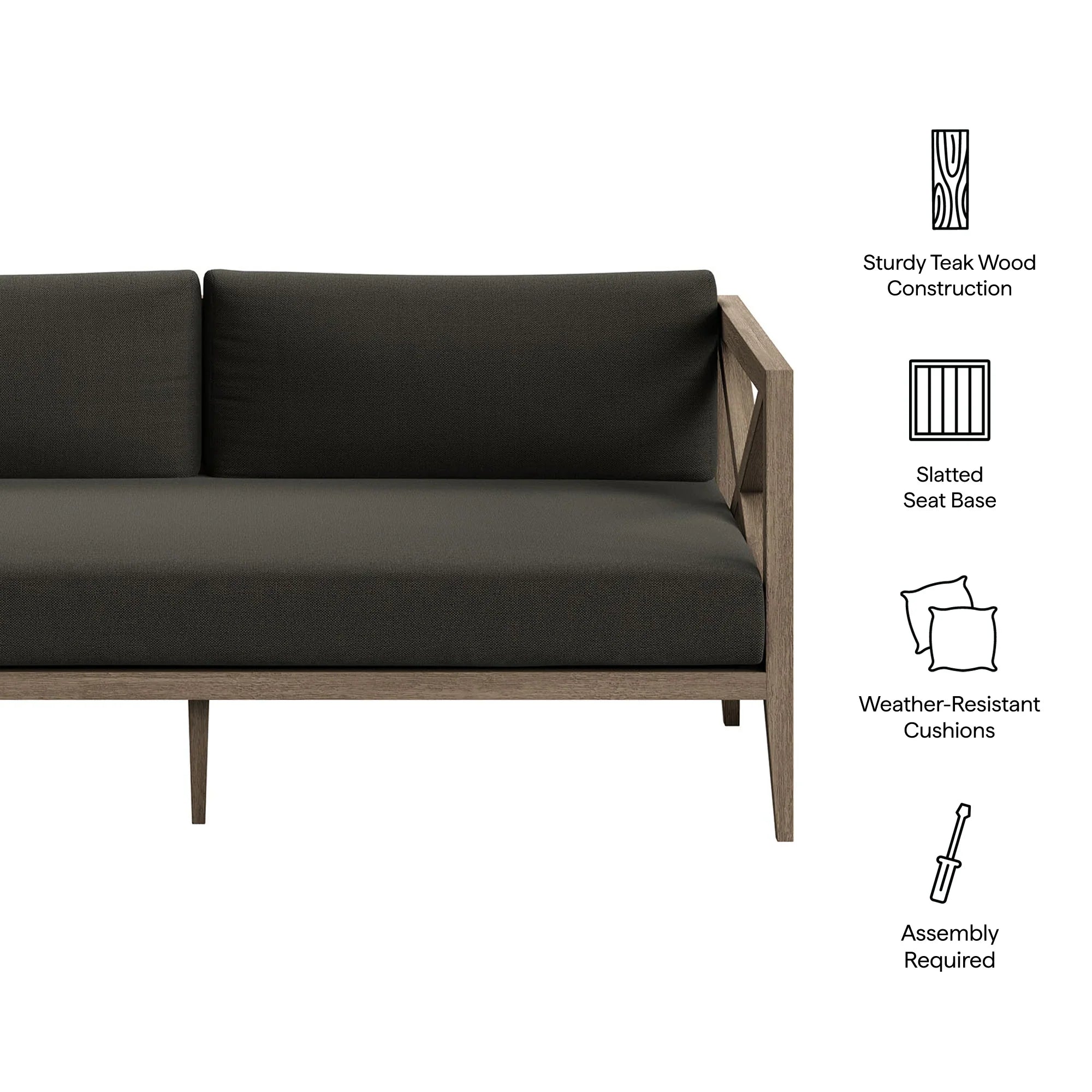 Northlake Outdoor Patio Teak Loveseat in Weathered Gray White