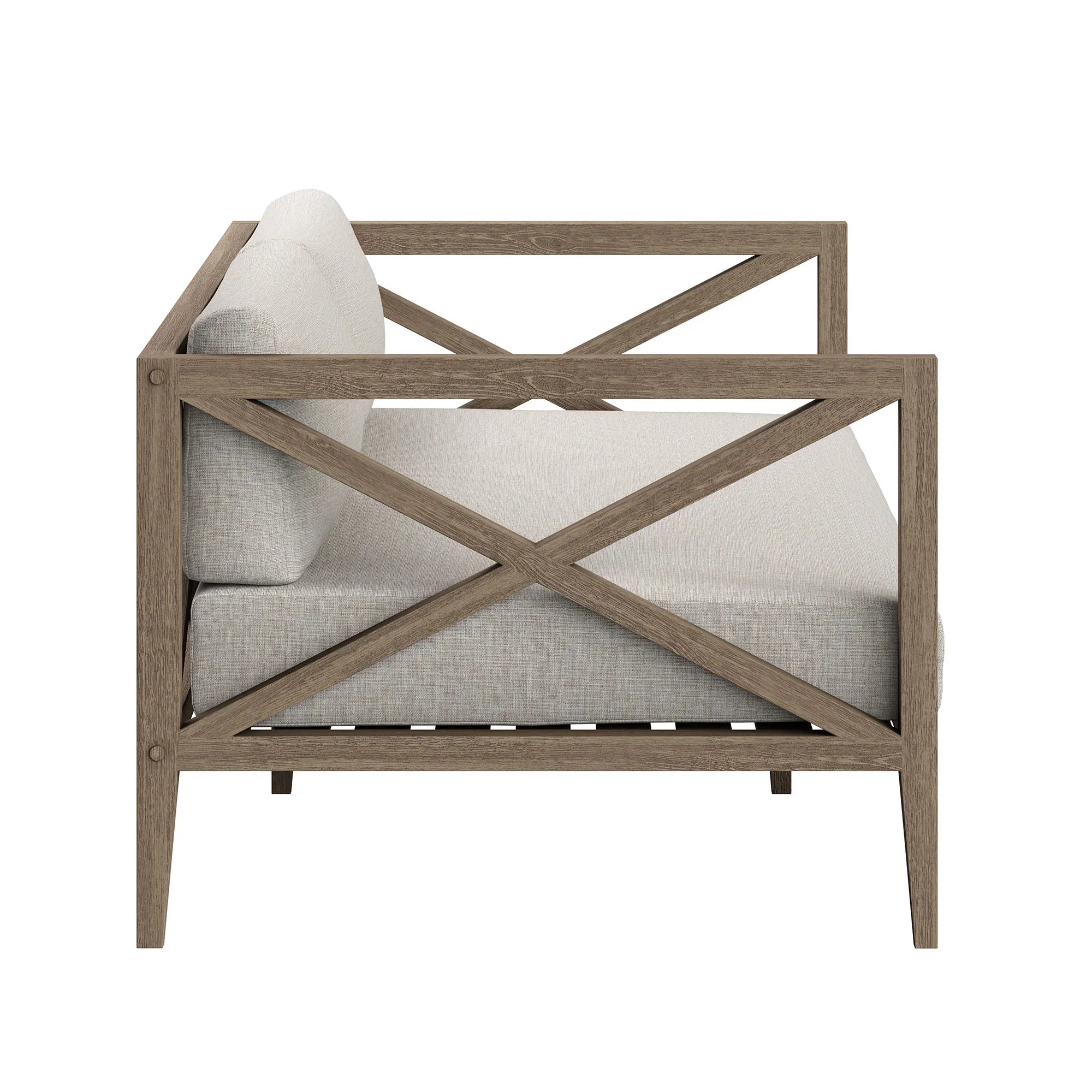 Northlake Outdoor Patio Teak Loveseat in Weathered Gray White