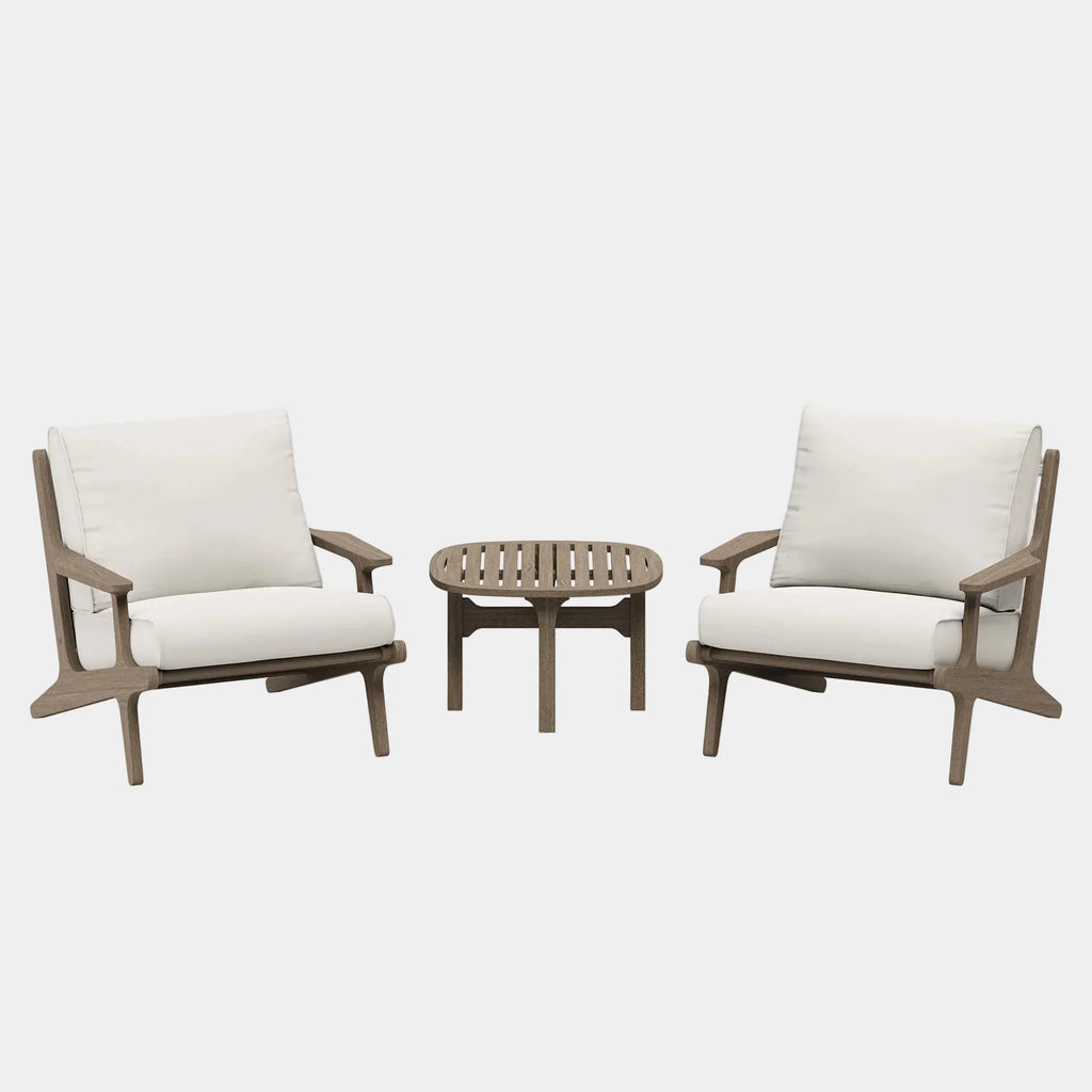 Saratoga 3-Piece Outdoor Teak Wood Furniture Set with Lounge Chairs and Side Table