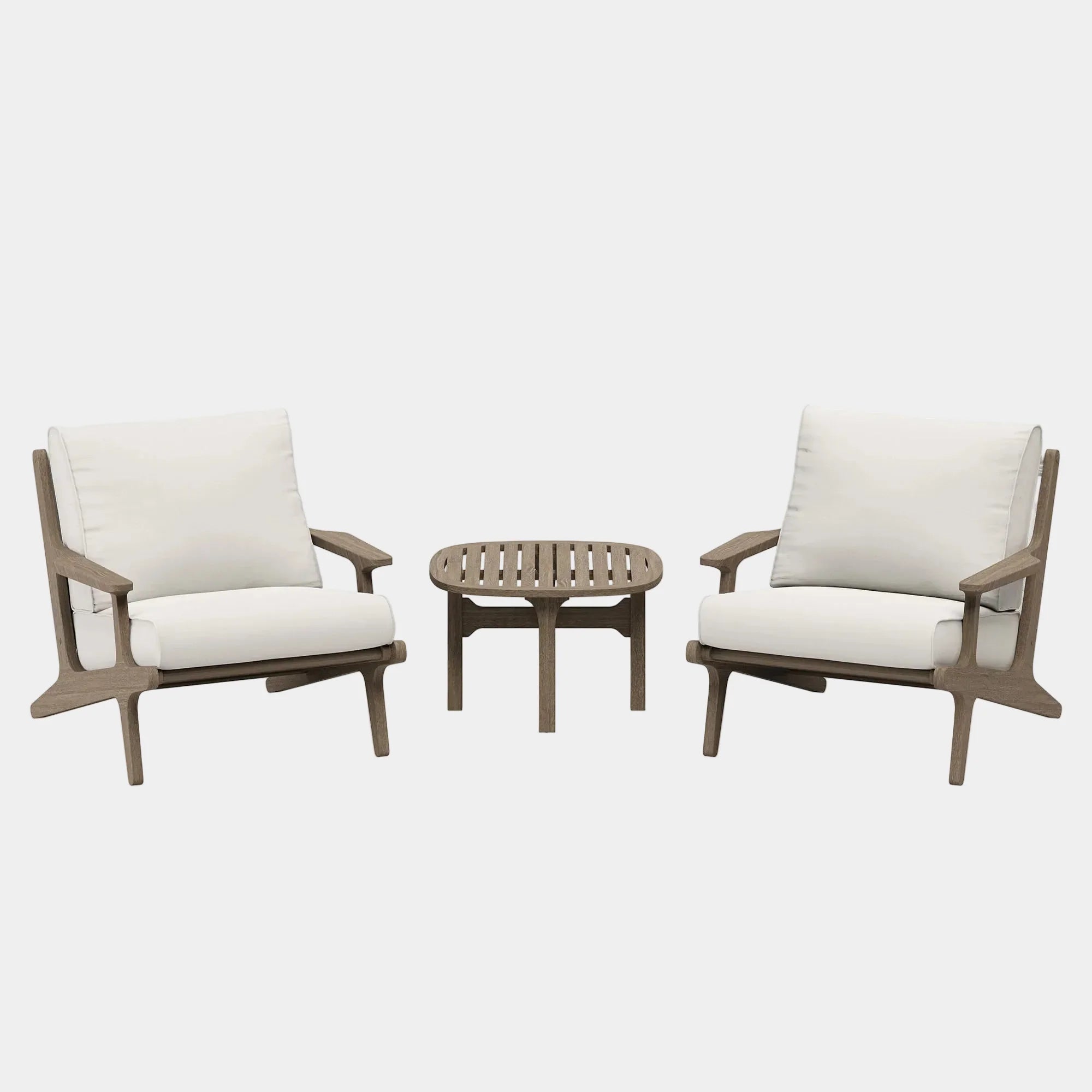 Saratoga 3-Piece Outdoor Teak Wood Furniture Set with Lounge Chairs and Side Table