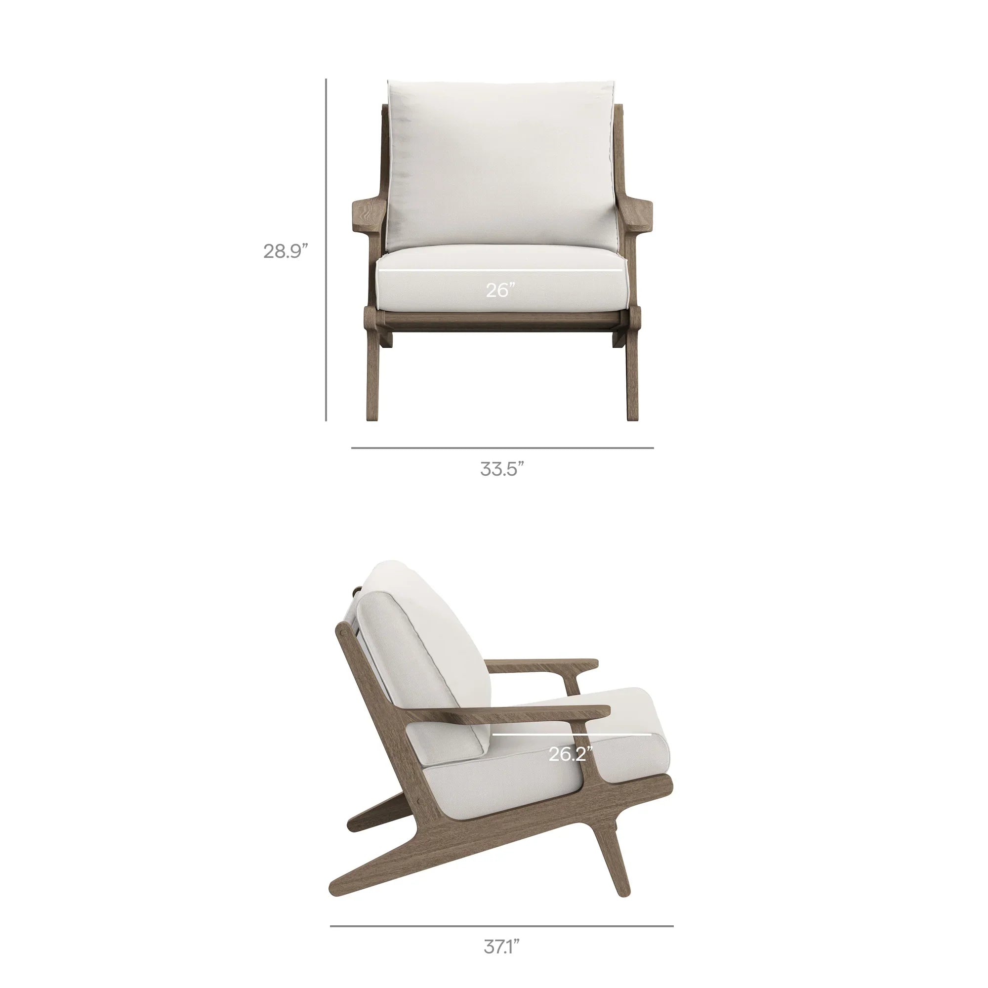 Saratoga Outdoor Patio Teak Wood Chair and Ottoman Set in Weathered