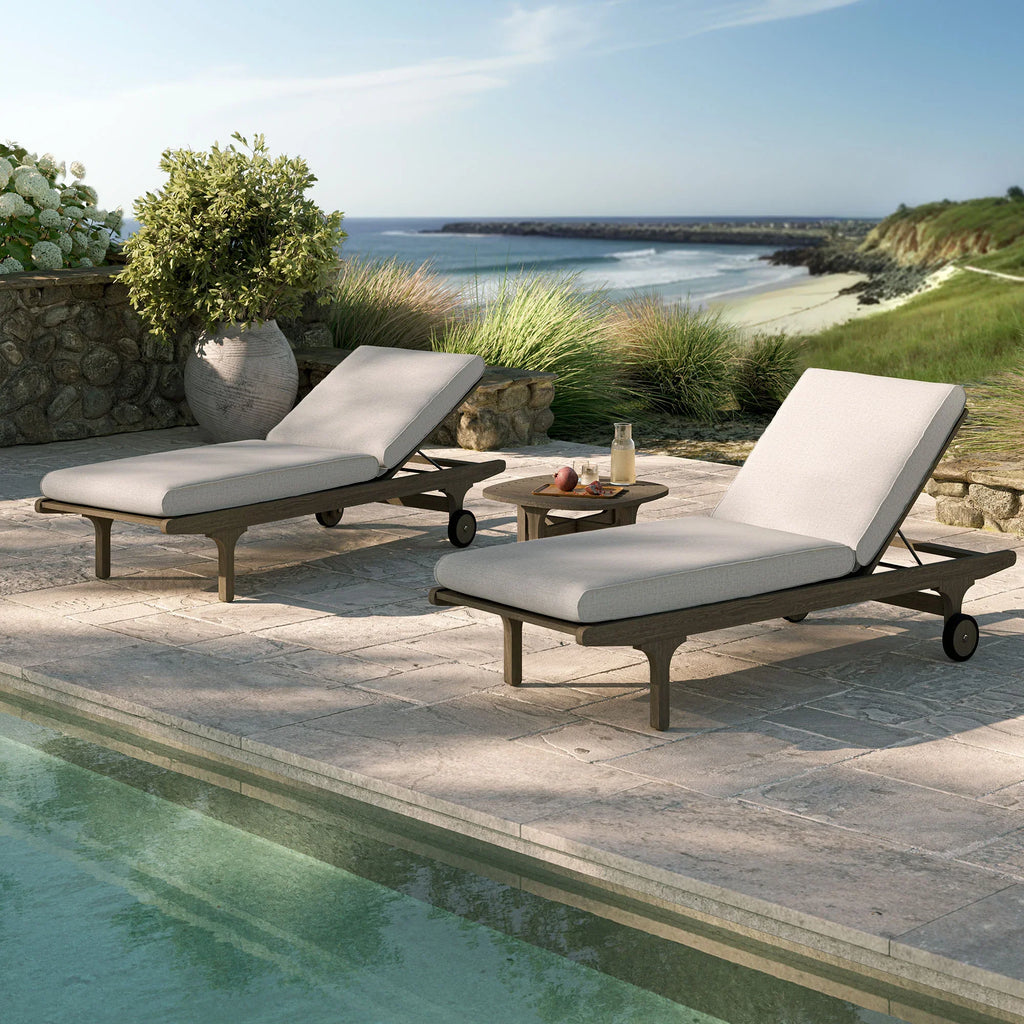 Saratoga Outdoor Teak Wood 3-Piece Chaise Lounge