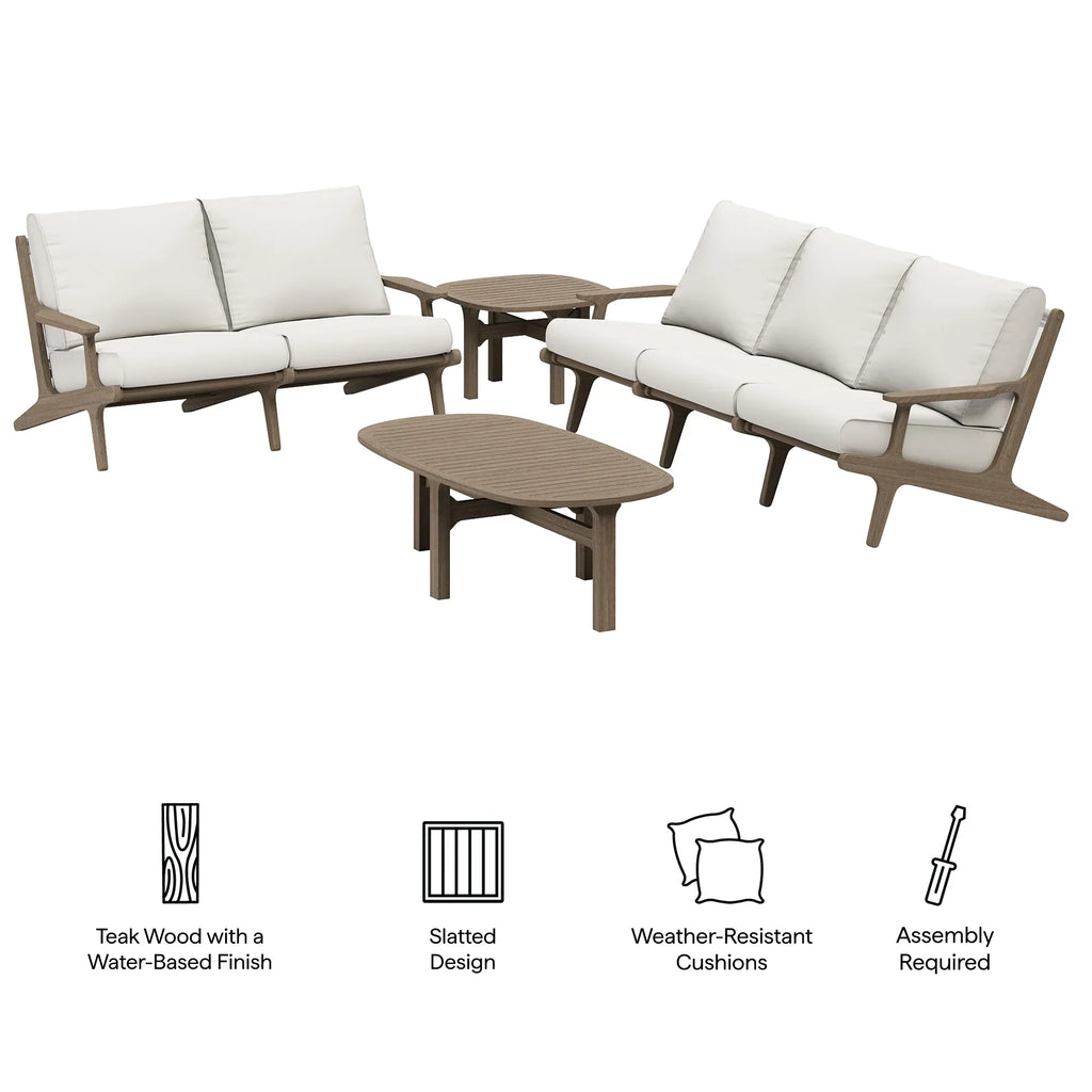 Saratoga 4-Piece Outdoor Teak Wood Furniture Set