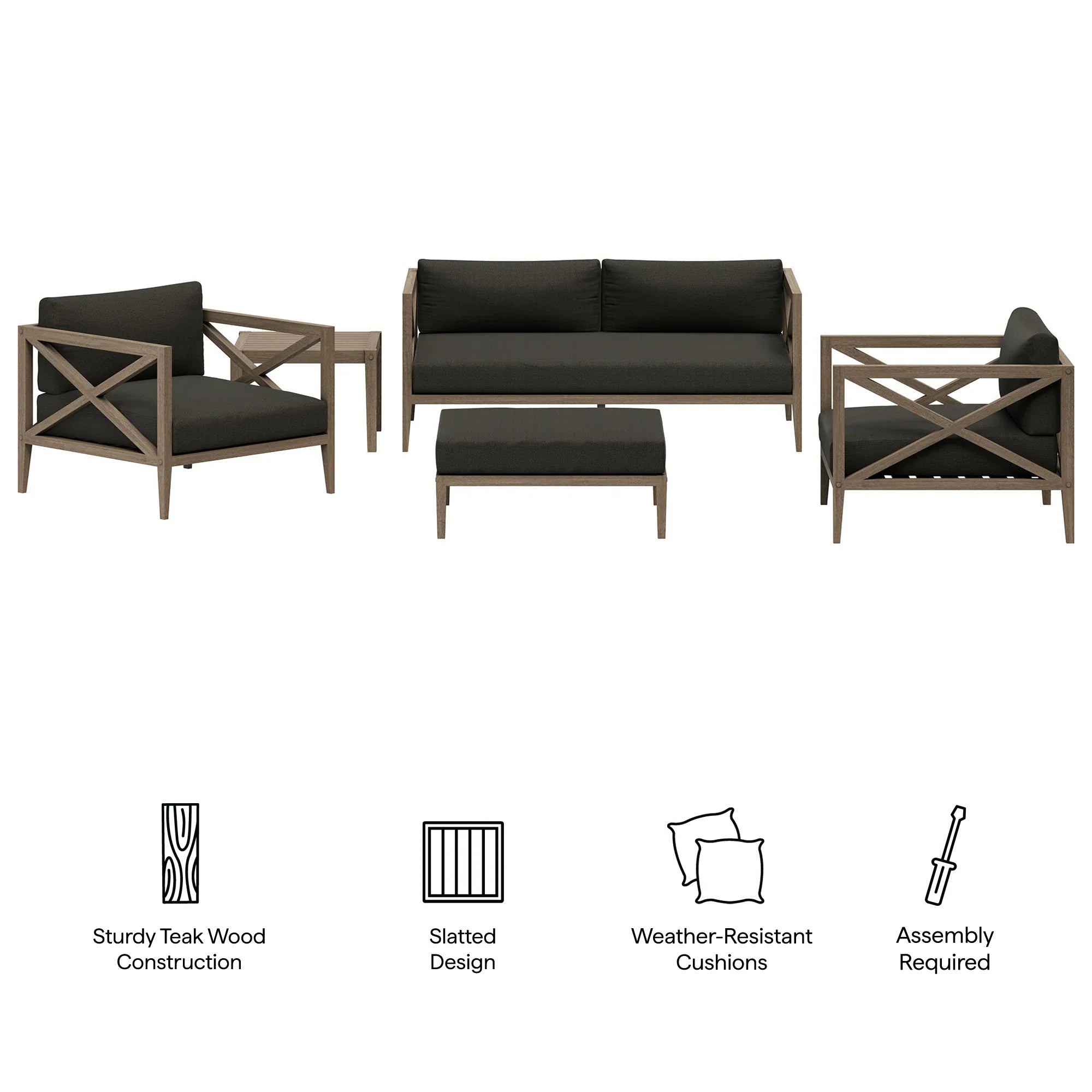 Northlake 5-Piece Outdoor Teak Wood Furniture Set