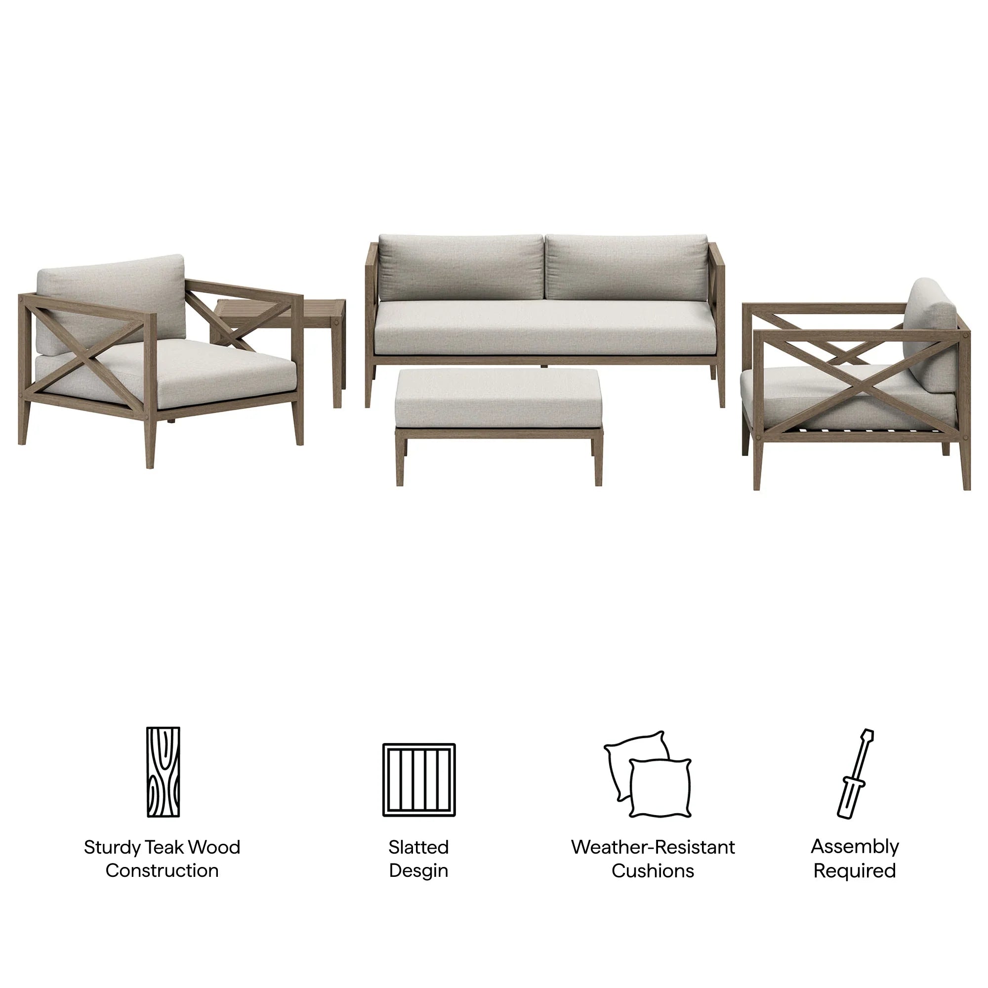 Northlake 5-Piece Outdoor Teak Wood Furniture Set