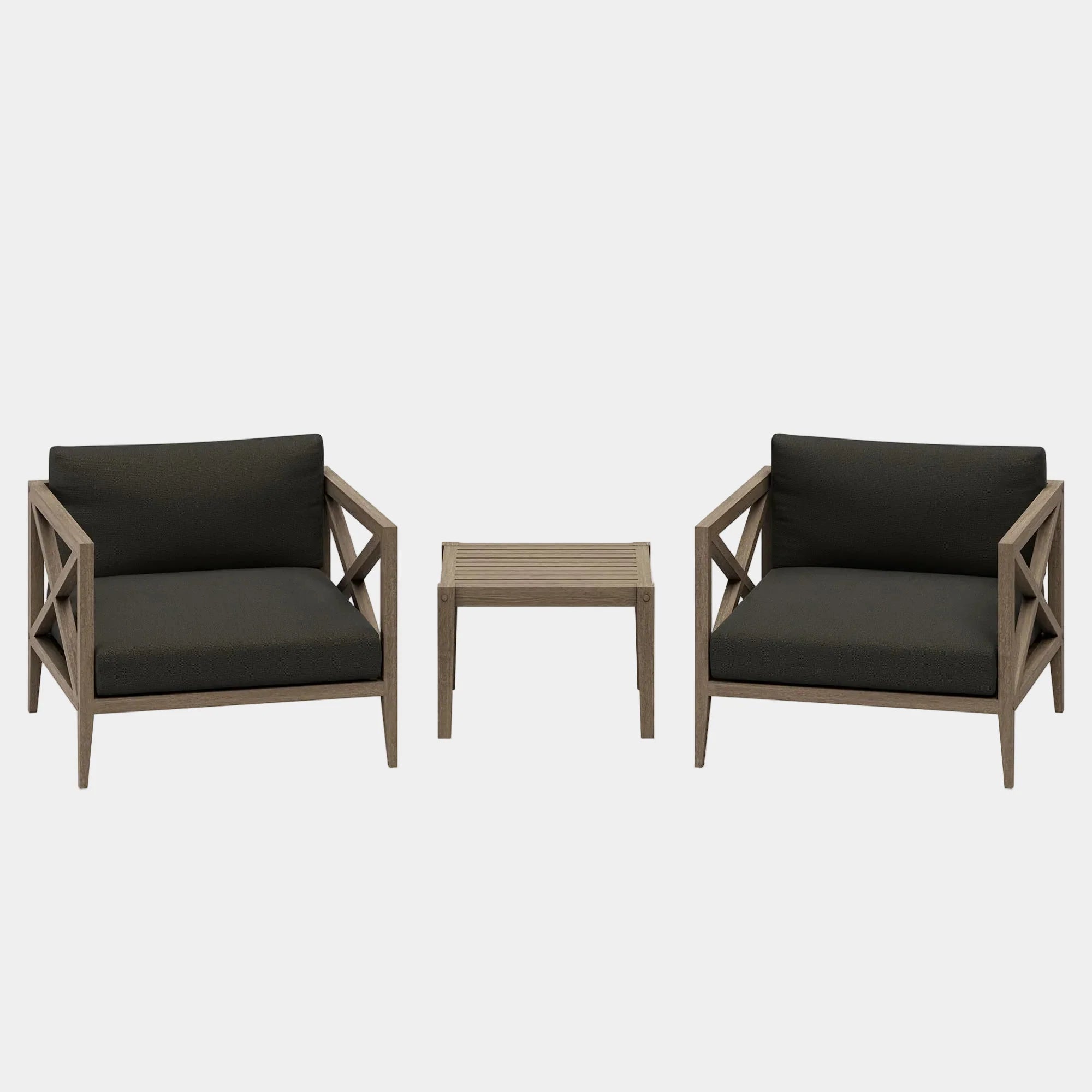 Northlake 3-Piece Outdoor Teak Wood Furniture Set with Armchair and Side Table
