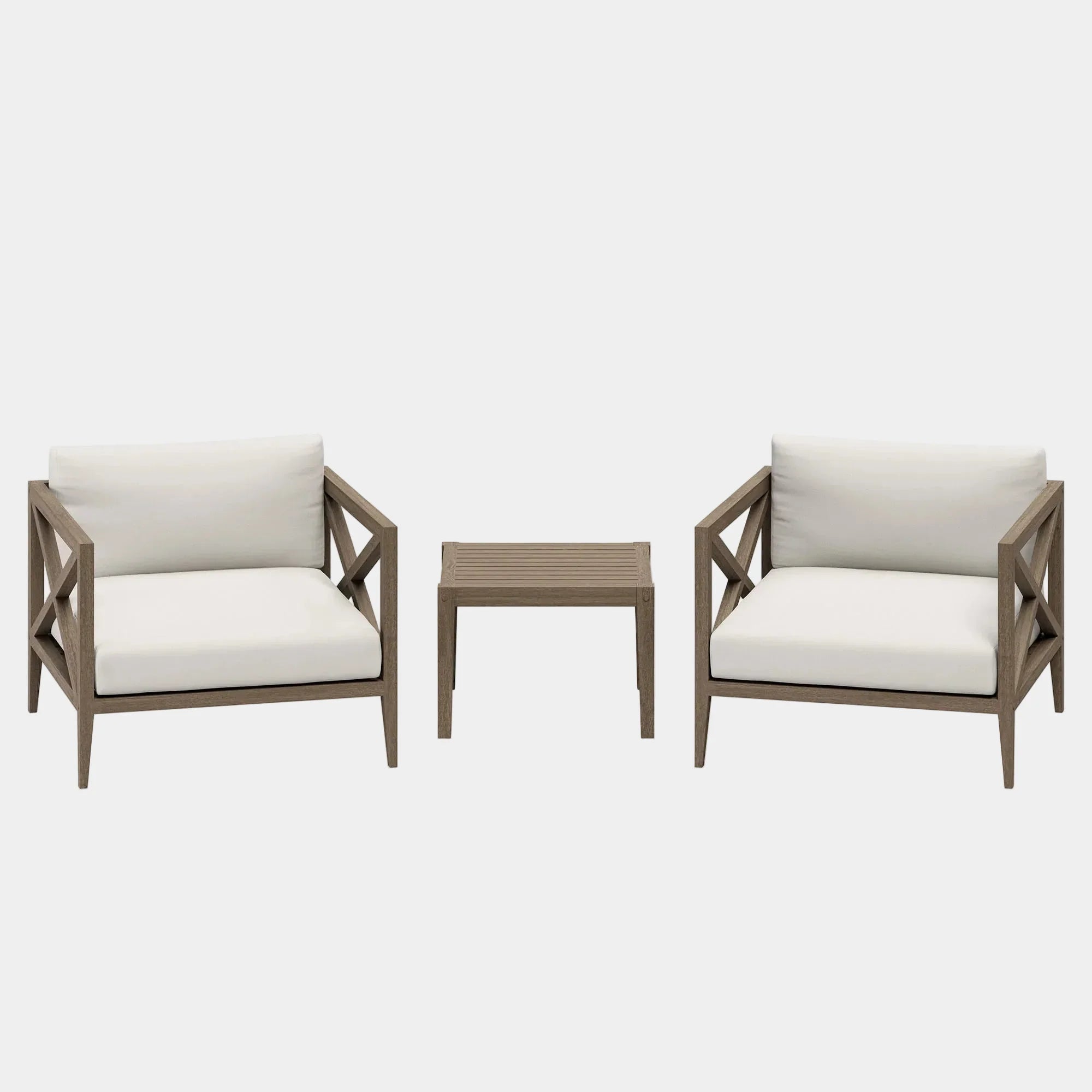 Northlake 3-Piece Outdoor Teak Wood Furniture Set with Armchair and Side Table