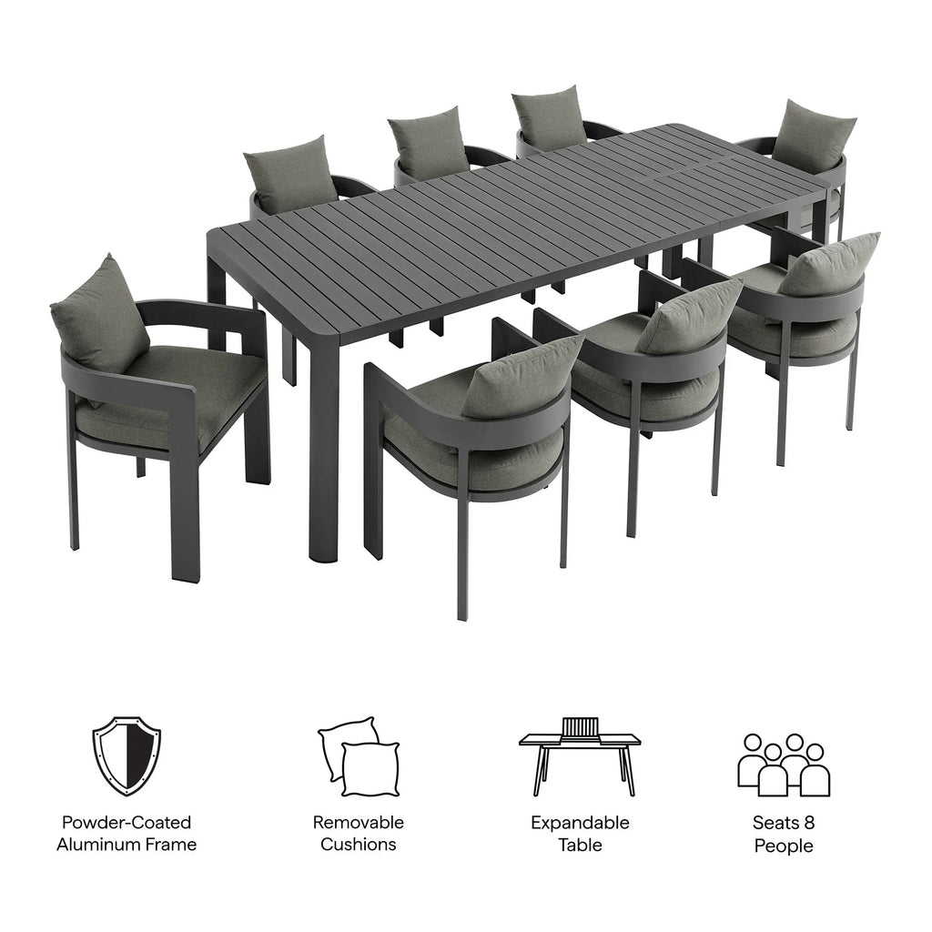 Tahoe 9-Piece Outdoor Patio Aluminum Dining Set