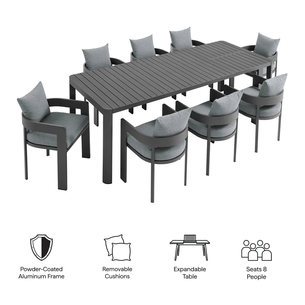 Tahoe 9-Piece Outdoor Patio Aluminum Dining Set