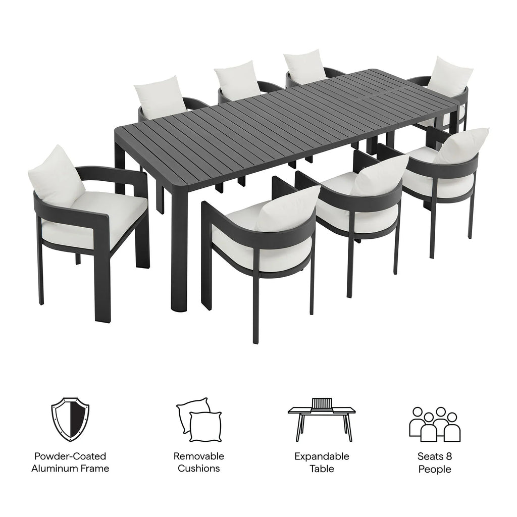 Tahoe 9-Piece Outdoor Patio Aluminum Dining Set