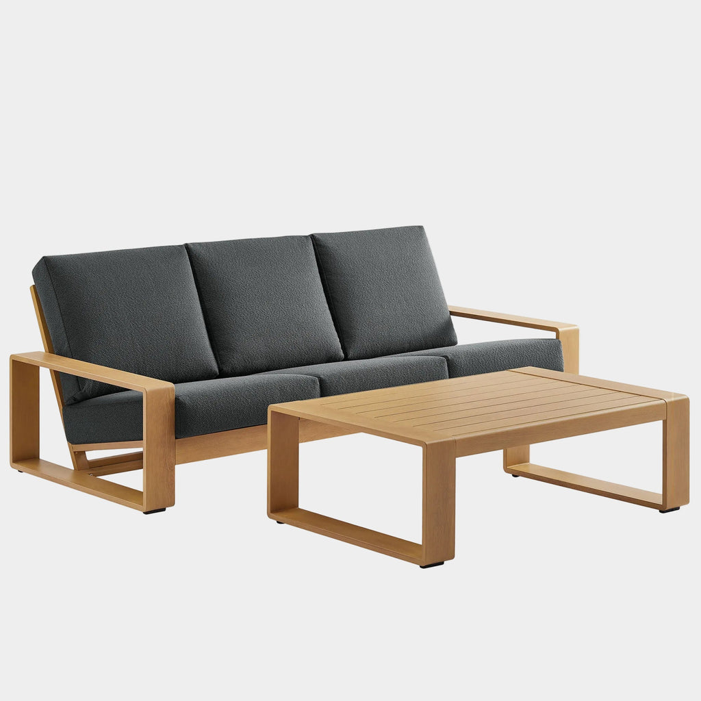 Lirienne 2-Piece Outdoor Patio Aluminum Faux Wood Furniture Set
