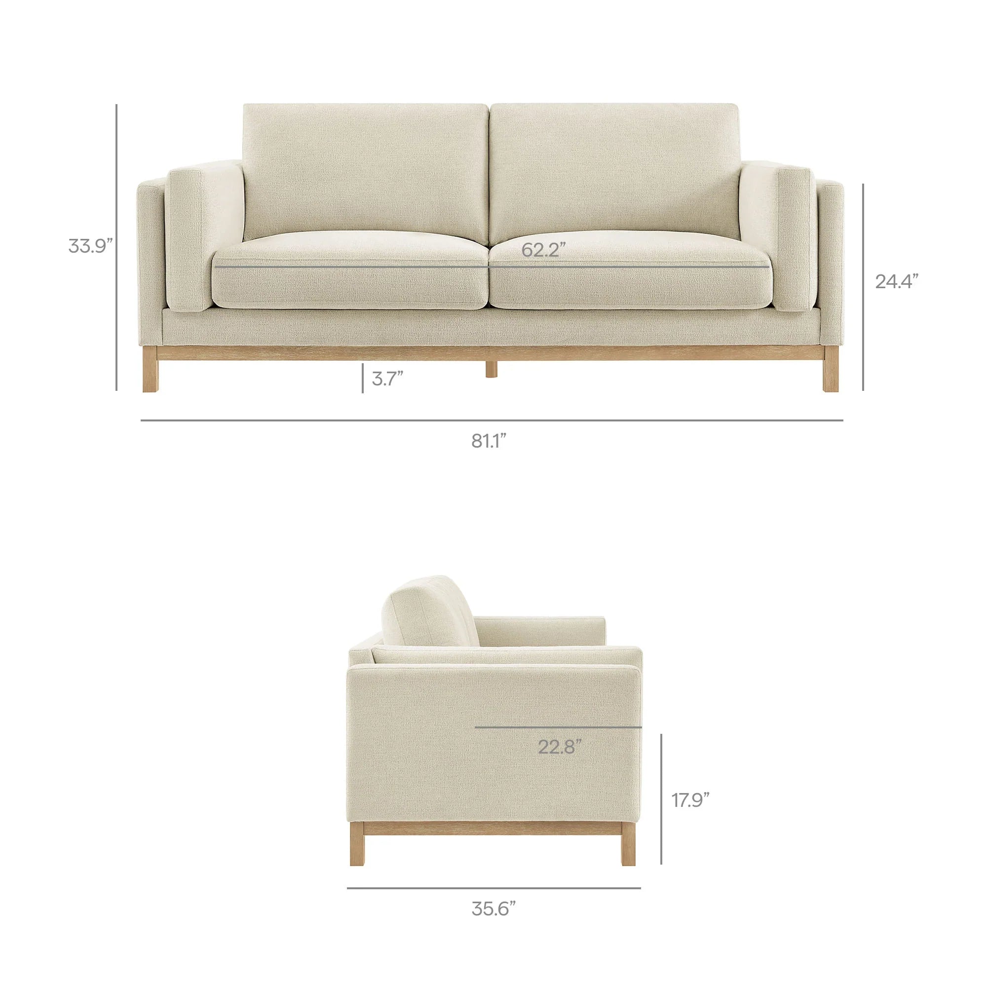Roscoe 81 inch Fabric Sofa