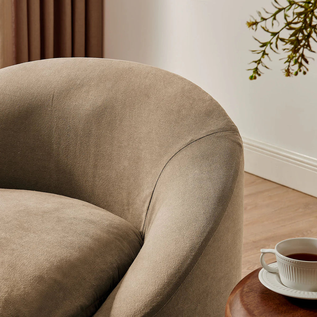 Sadie Slipcovered Linen-Blend Round Accent Chair