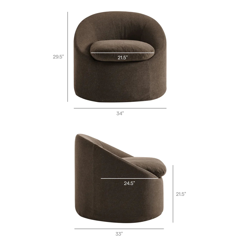 Sadie Slipcovered Linen-Blend Round Accent Chair