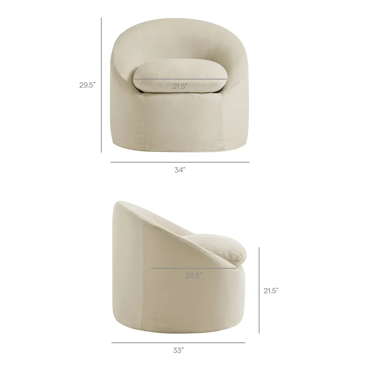 Sadie Slipcovered Linen-Blend Round Accent Chair