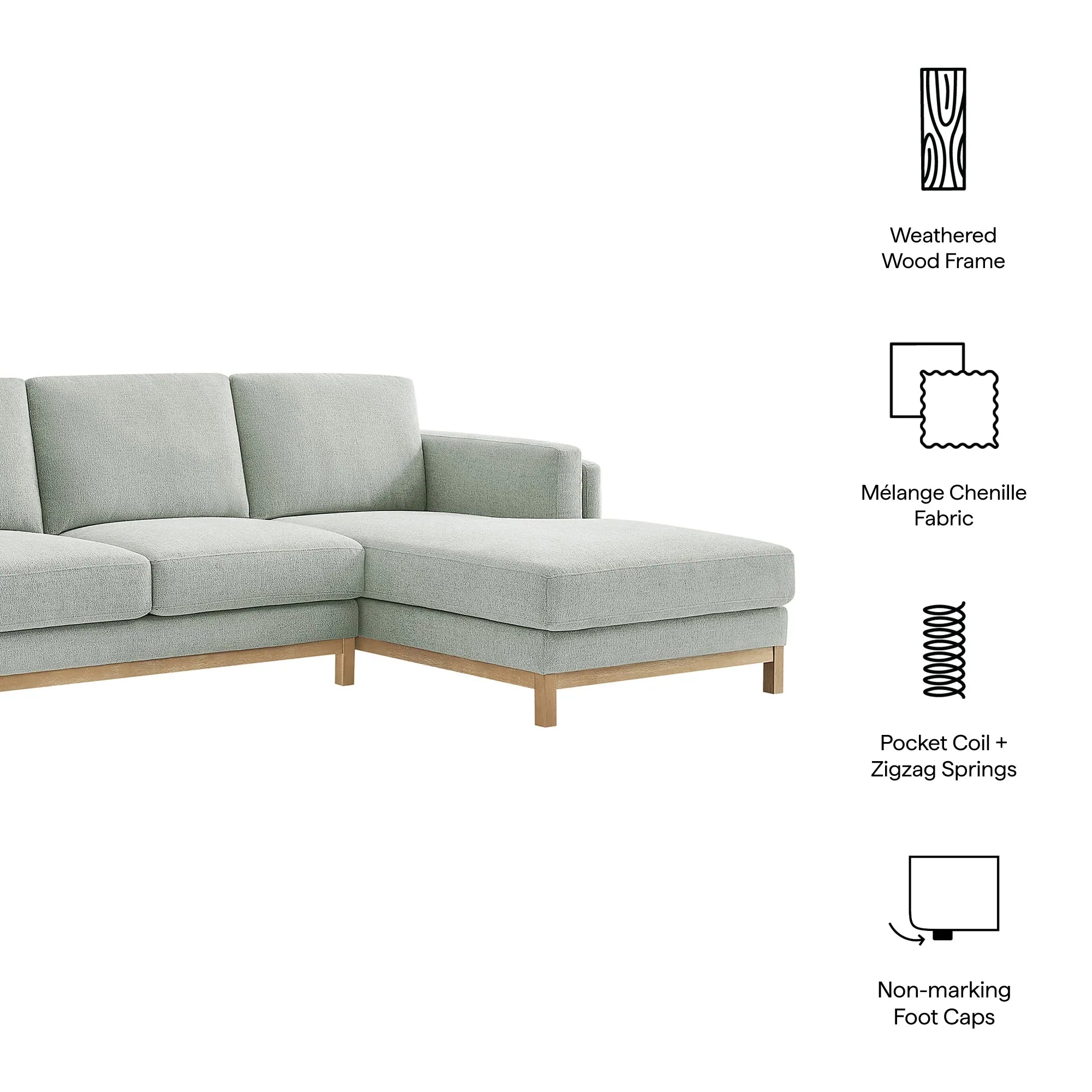 Roscoe Right-Facing Fabric Sectional Sofa with Chaise