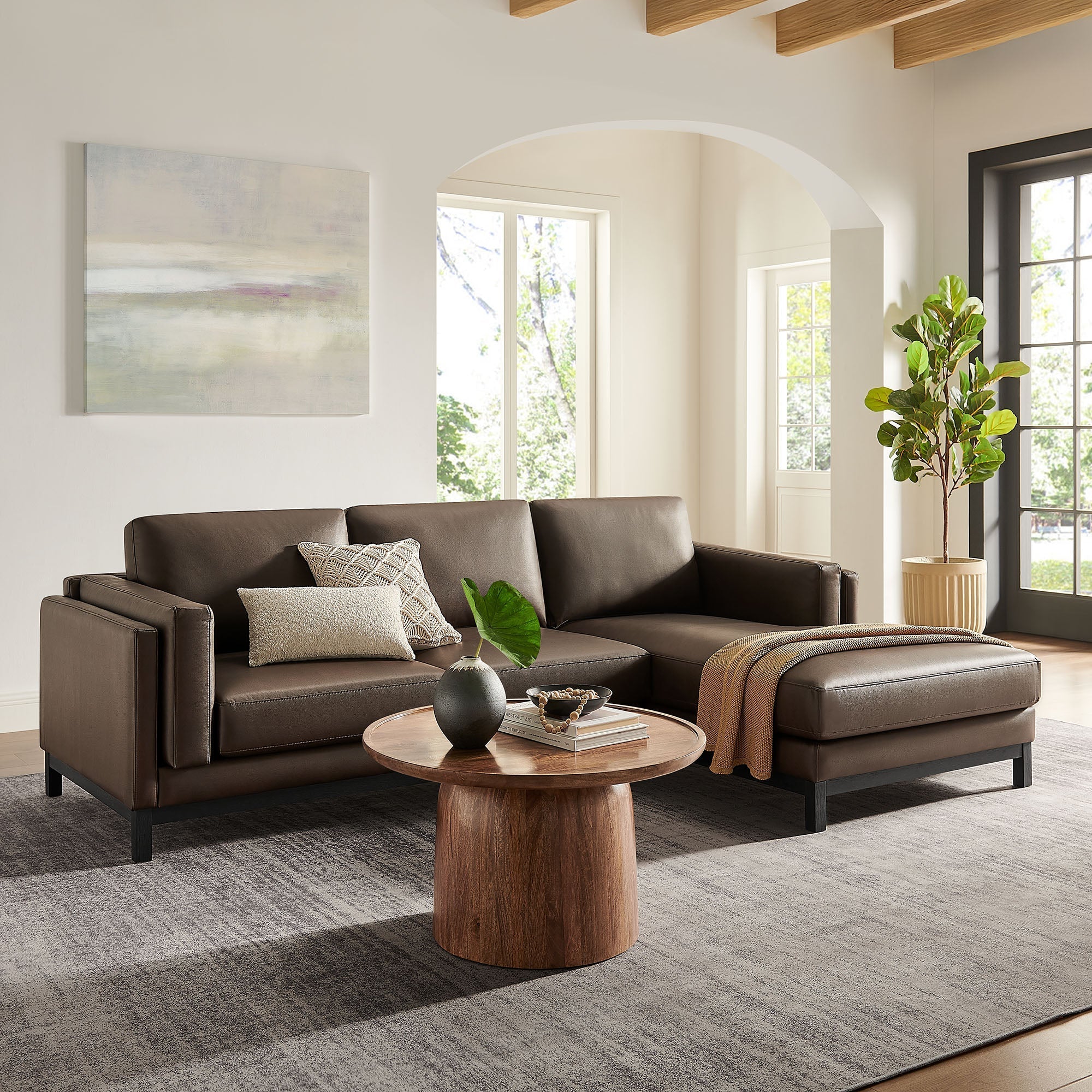 Roscoe Right-Facing Vegan Leather Sectional Sofa