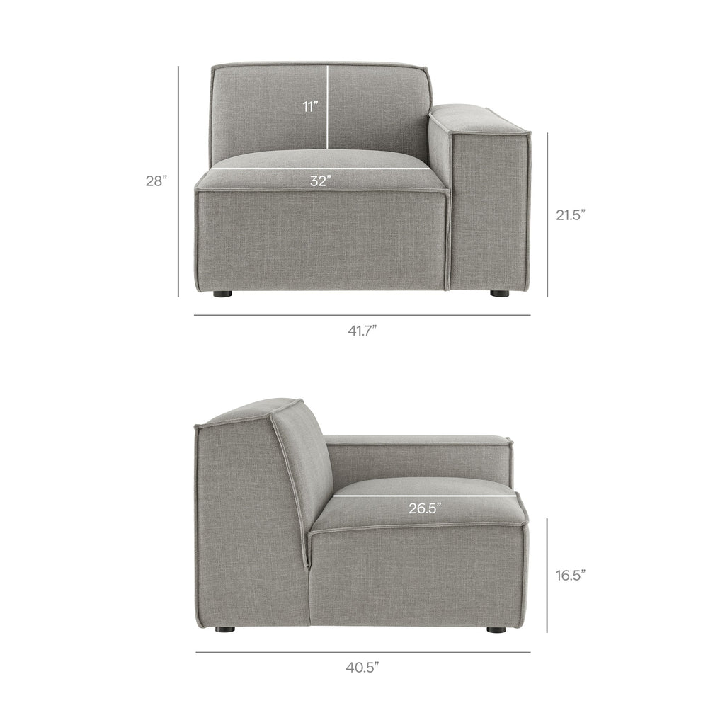 Restore Performance Fabric Upholstered Right-Facing Modular Lounge Chair