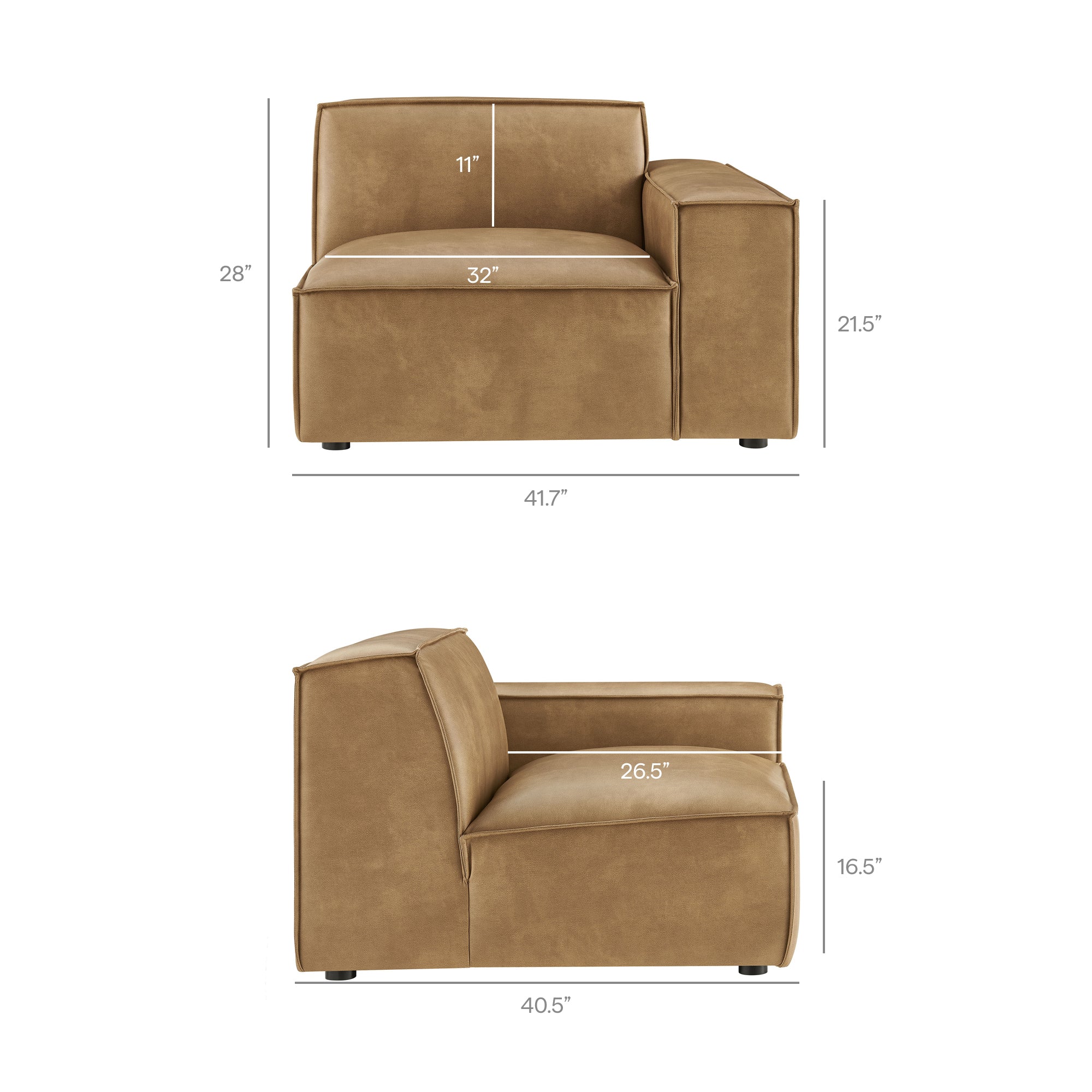 Restore Vegan Leather Right-Facing Modular Lounge Chair