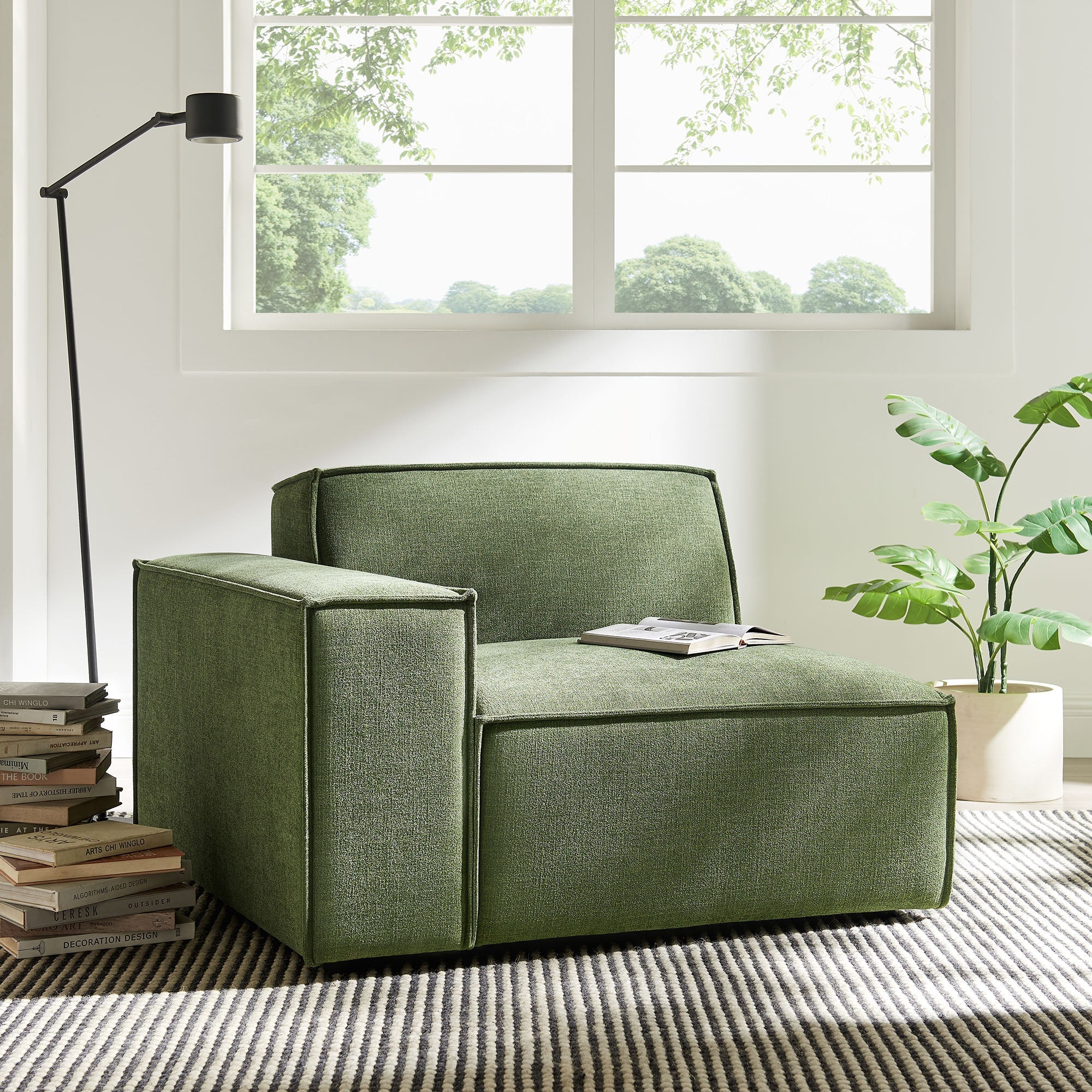 Restore Performance Fabric Upholstered Left-Facing Modular Lounge Chair