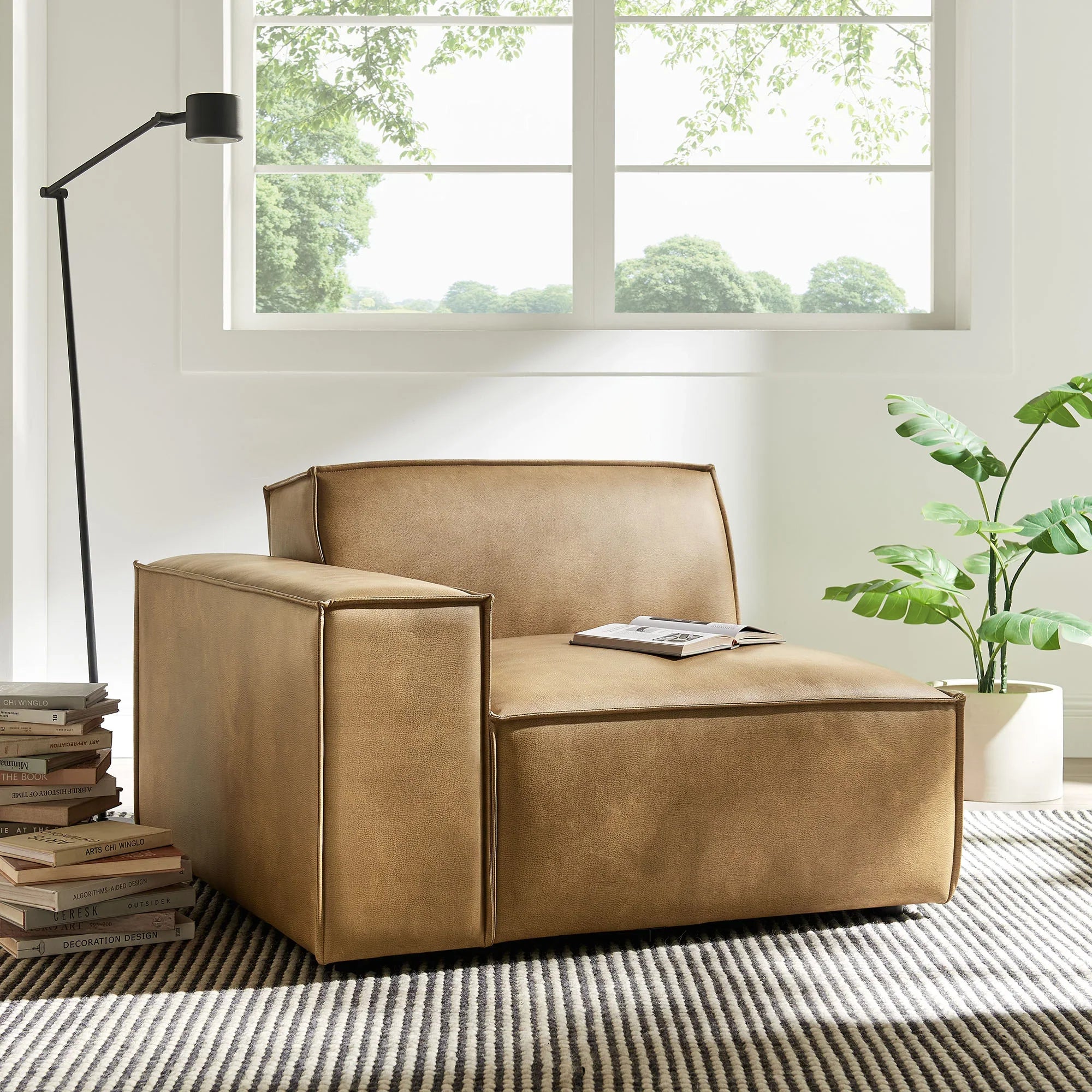 Restore Vegan Leather Left-Facing Modular Lounge Chair