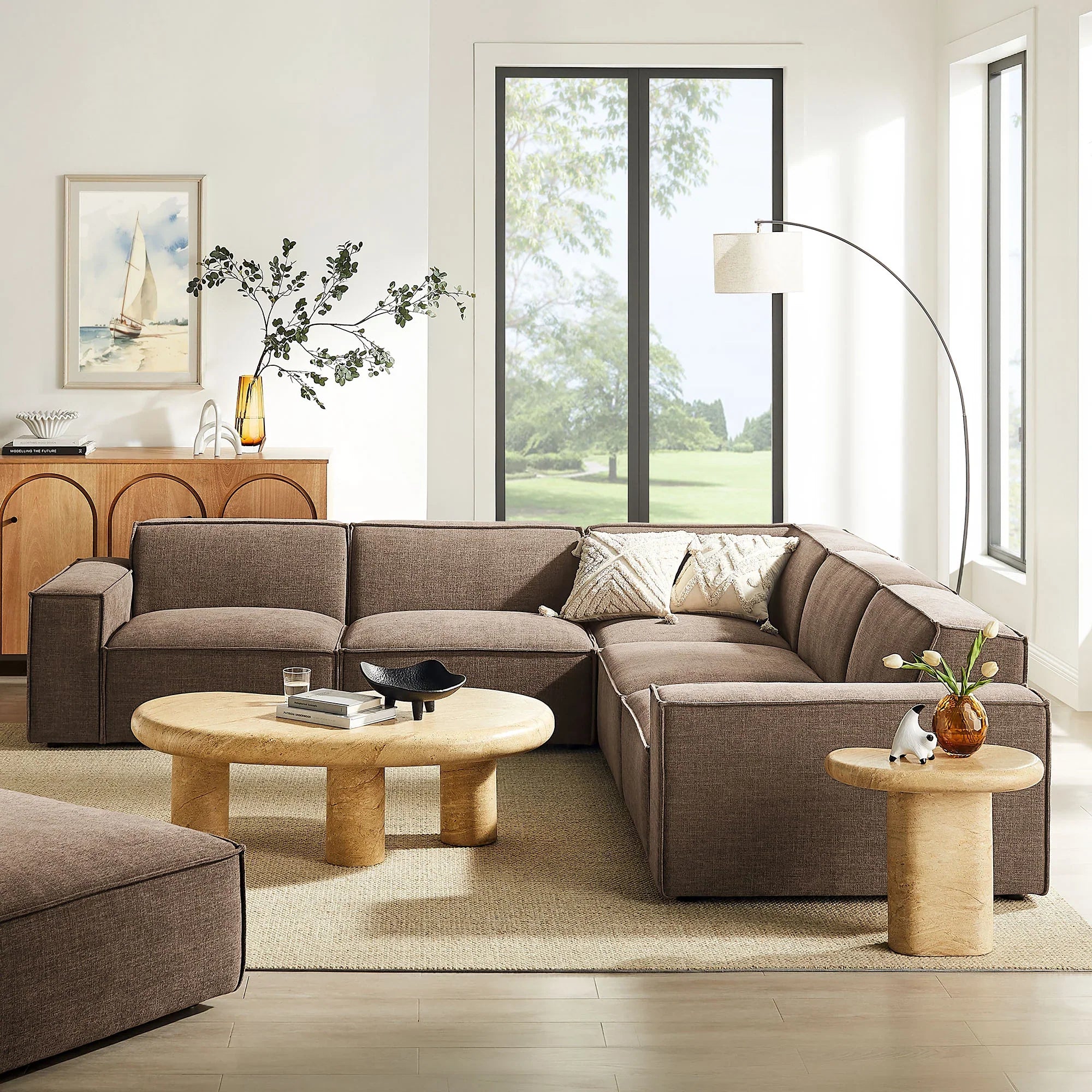 Restore 5-Piece Performance Fabric Upholstered Modular L-Shaped Sofa
