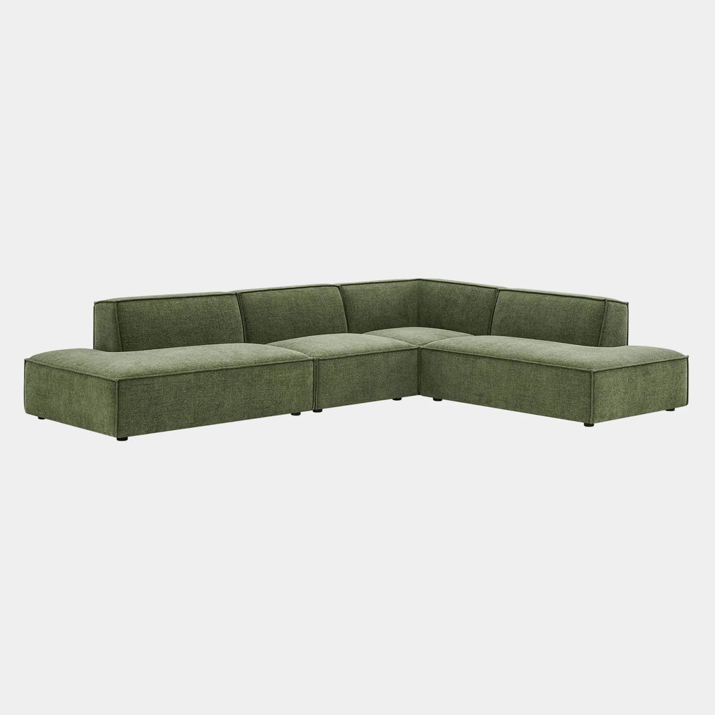 Restore 4-Piece Performance Fabric Upholstered Modular L-Shaped Armless Sectional Sofa
