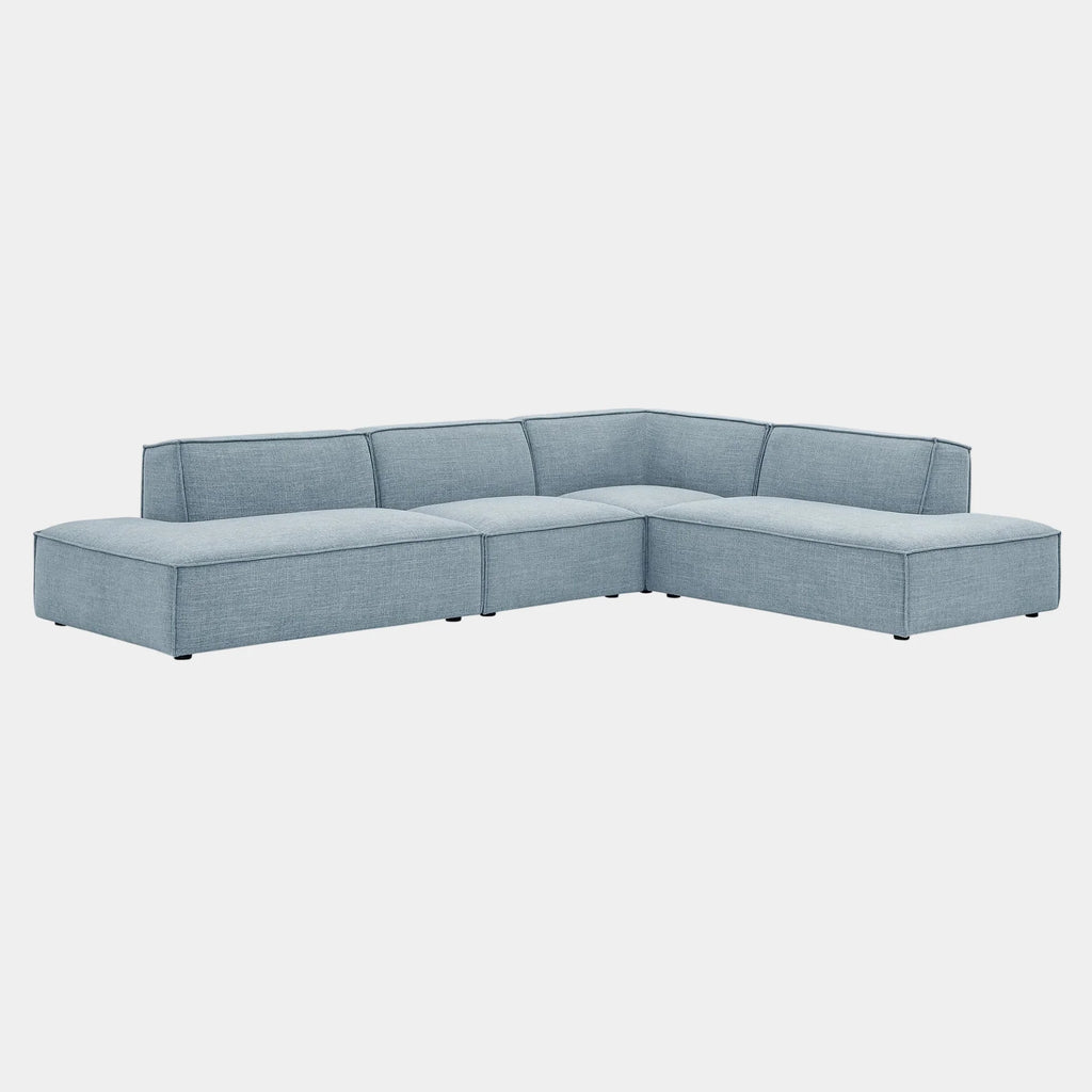 Restore 4-Piece Performance Fabric Upholstered Modular L-Shaped Armless Sectional Sofa