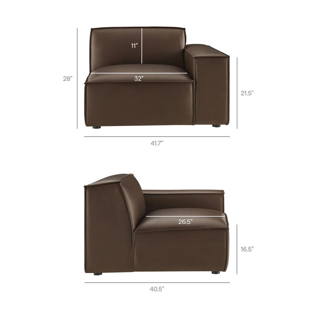 Restore 3-Piece Vegan Leather Modular L-Shaped Sectional Sofa