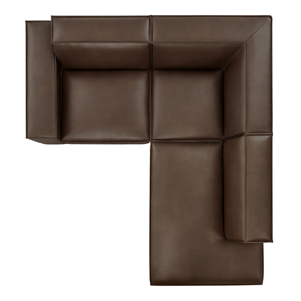 Restore 3-Piece Vegan Leather Modular L-Shaped Sectional Sofa