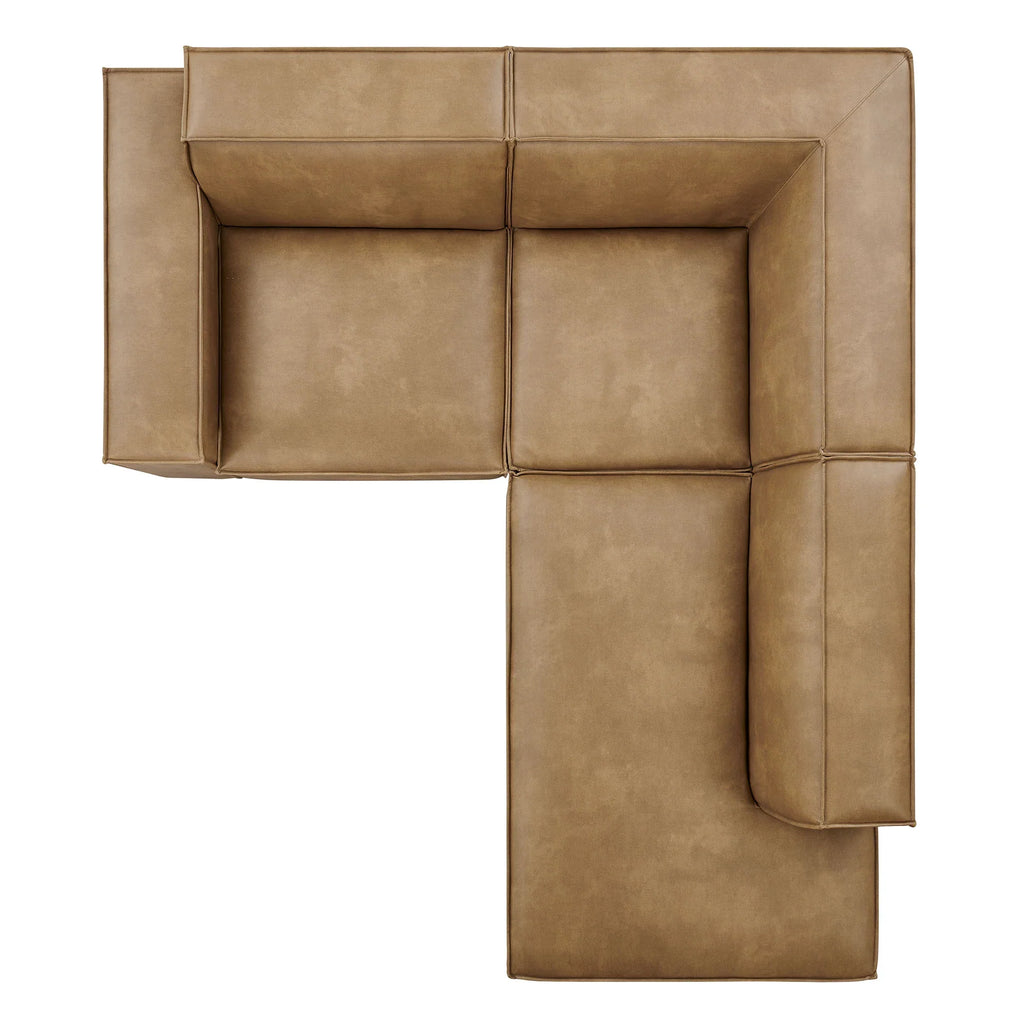 Restore 3-Piece Vegan Leather Modular L-Shaped Sectional Sofa