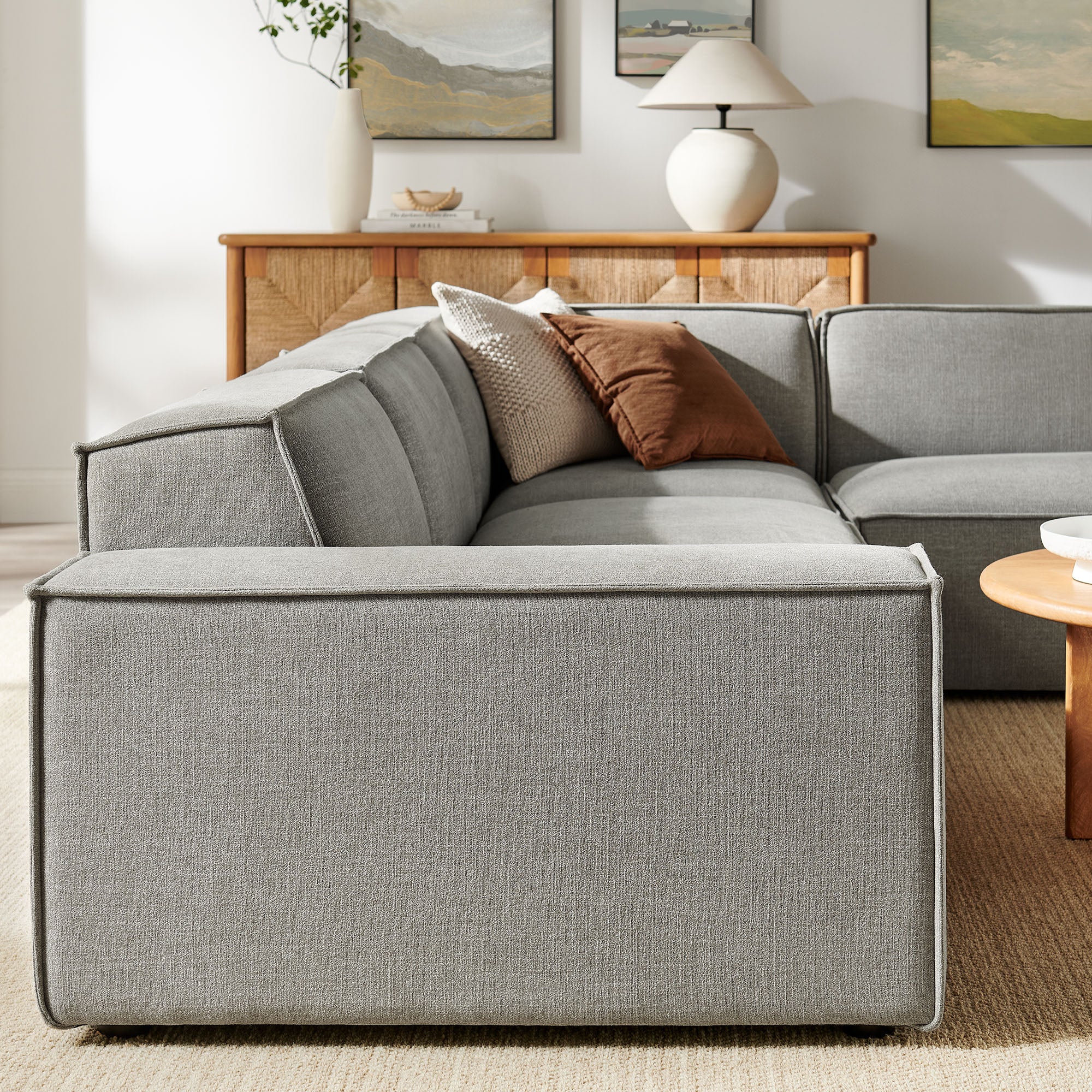 Restore 4-Piece Performance Fabric Upholstered Modular L-Shaped Sofa