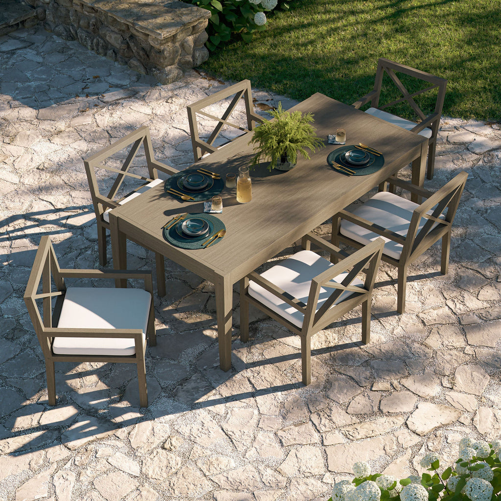 Northlake 7-Piece Outdoor Patio Teak Wood Dining Set in Weathered Gray