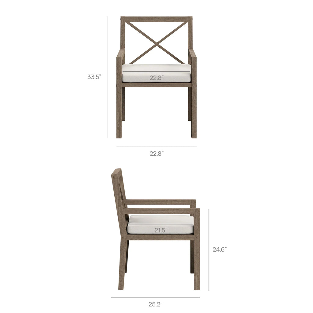 Northlake 7-Piece Outdoor Patio Teak Wood Dining Set in Weathered Gray